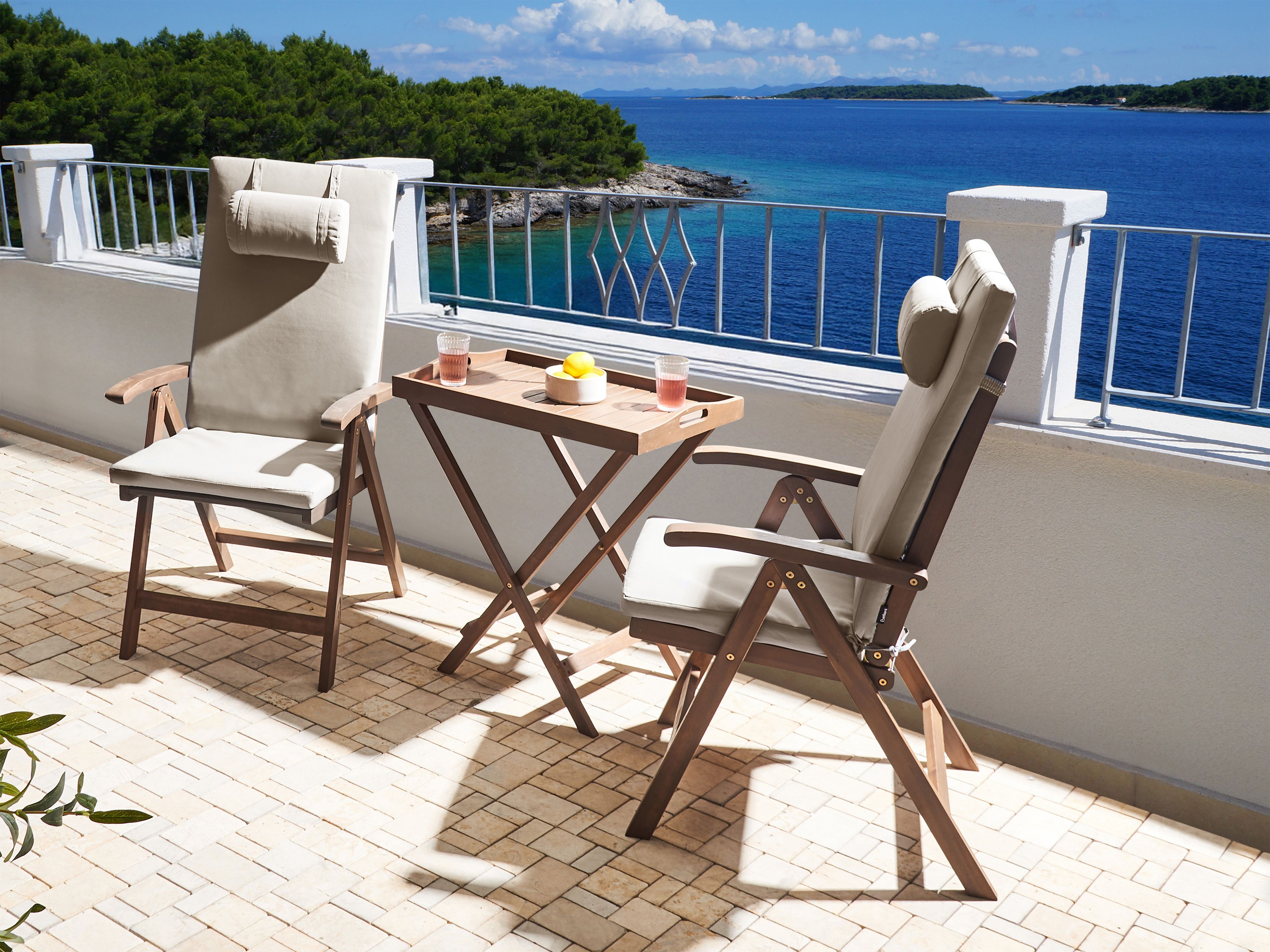 Bistro Set AMANTEA PREMIUM Acacia Wood Taupe