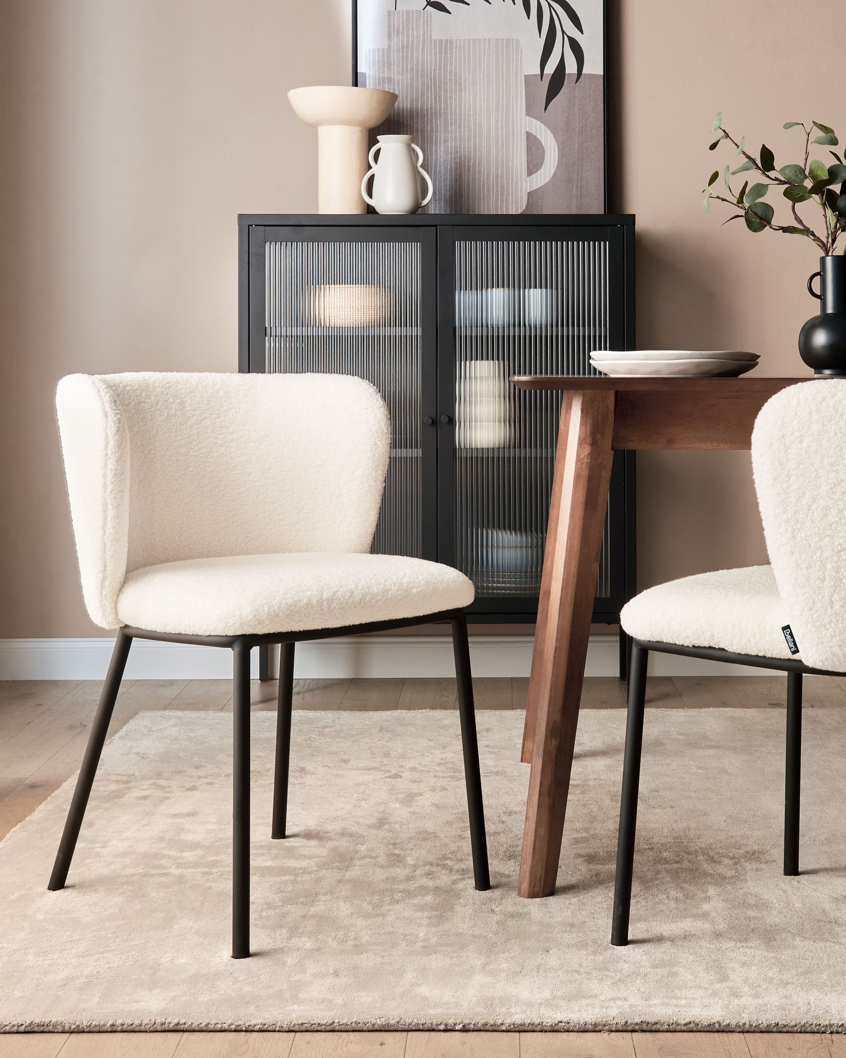 Set of 2 Dining Chairs MINA Boucle Off-White