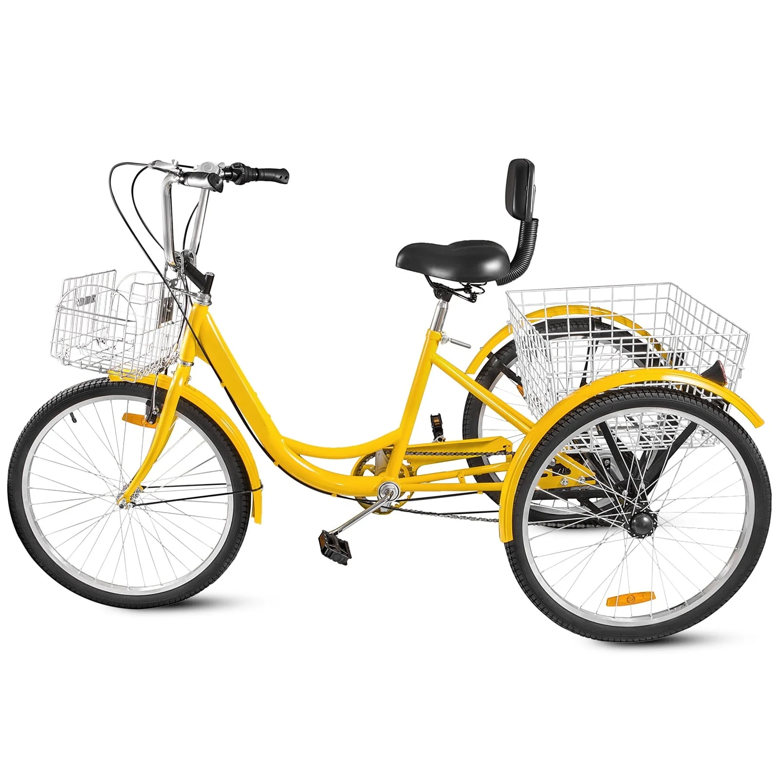 VEVOR 24"Adult Tricycle 7-Speed Three Wheel Bike Cruise Bike ,Seat Adjustable Trike with Bell, Brake System and Basket Cruiser Bicycles Size for Shopping - Image 9