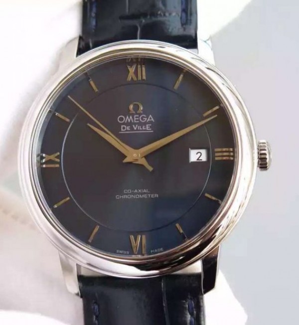 Replica Omega MKF De Ville 39.5mm SS Blue Dial Blue Leather Strap A8500 - Top club