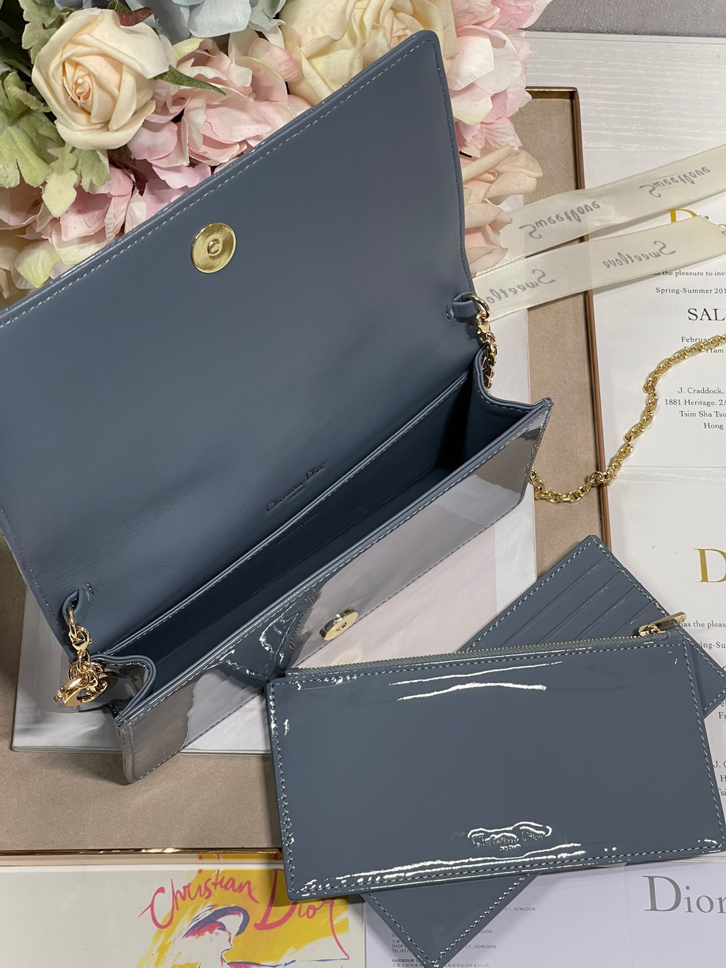 Christian Dior Lady Dior Pouch Smoky blue, For Women, Women’s Handbags 8.5in/21.5cm CD1:1High-quality replica