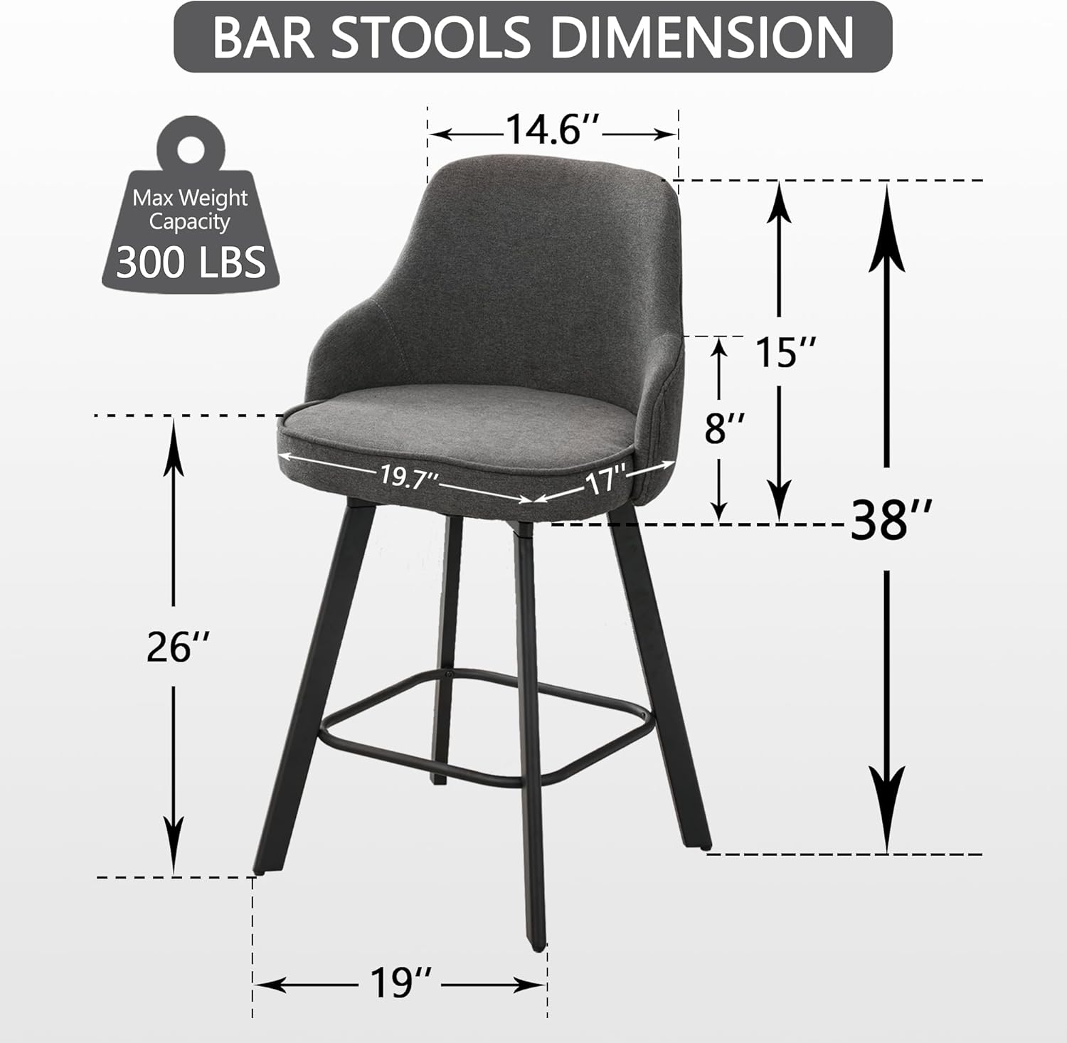 Bar Stools Set of 3, 26