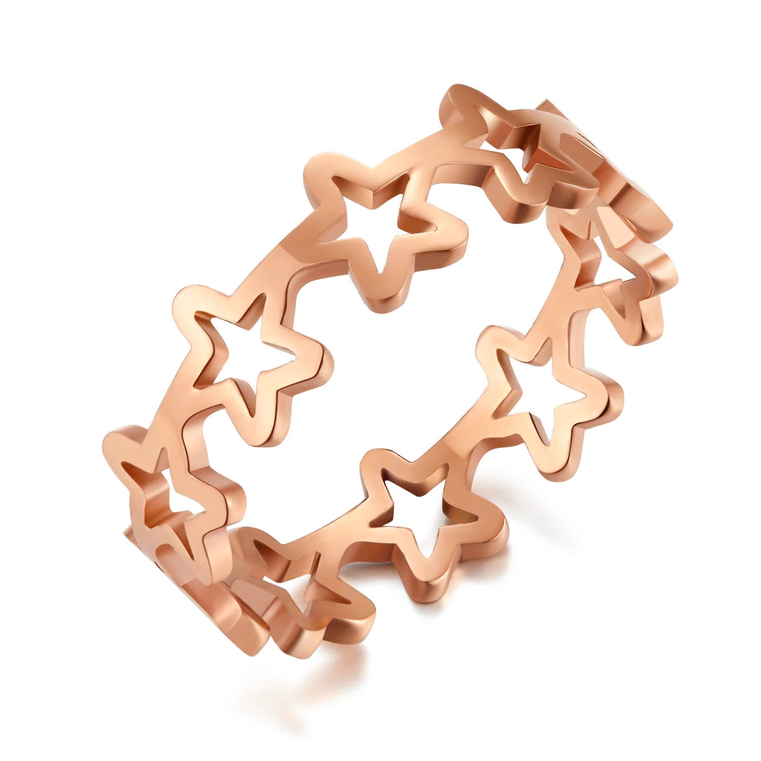 Engagement Ring Anniversary Promise Wedding Band, Five-Pointed Star Hollow Ring, Rose Gold Ring Gifts for Women Birthday
