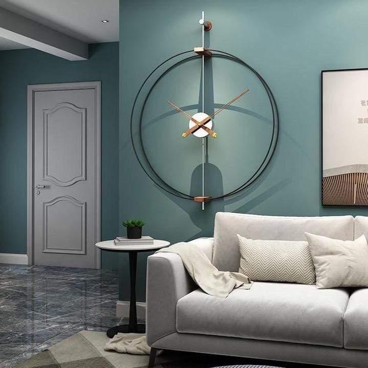 Grote Wandklok van RPET – Minimalistisch Design 63 x 69 cm met Geborstelde Bronzen Wijzers voor Moderne Ruimtes