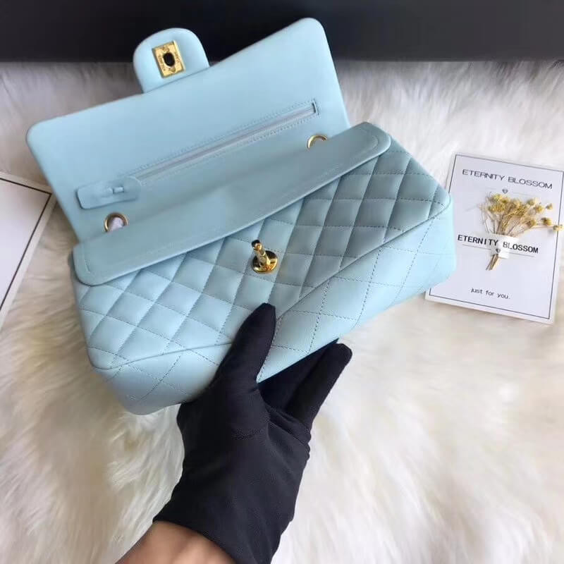 Replica Chanel 1112 Tiffany Blue Medium Size 2.55 Lambskin Leather Flap Bag1:1High-quality replica