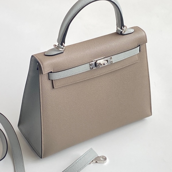Hermès Kelly 25 Two-Tone Color (Asphalt Grey + Glacier Blue)1:1High-quality replica
