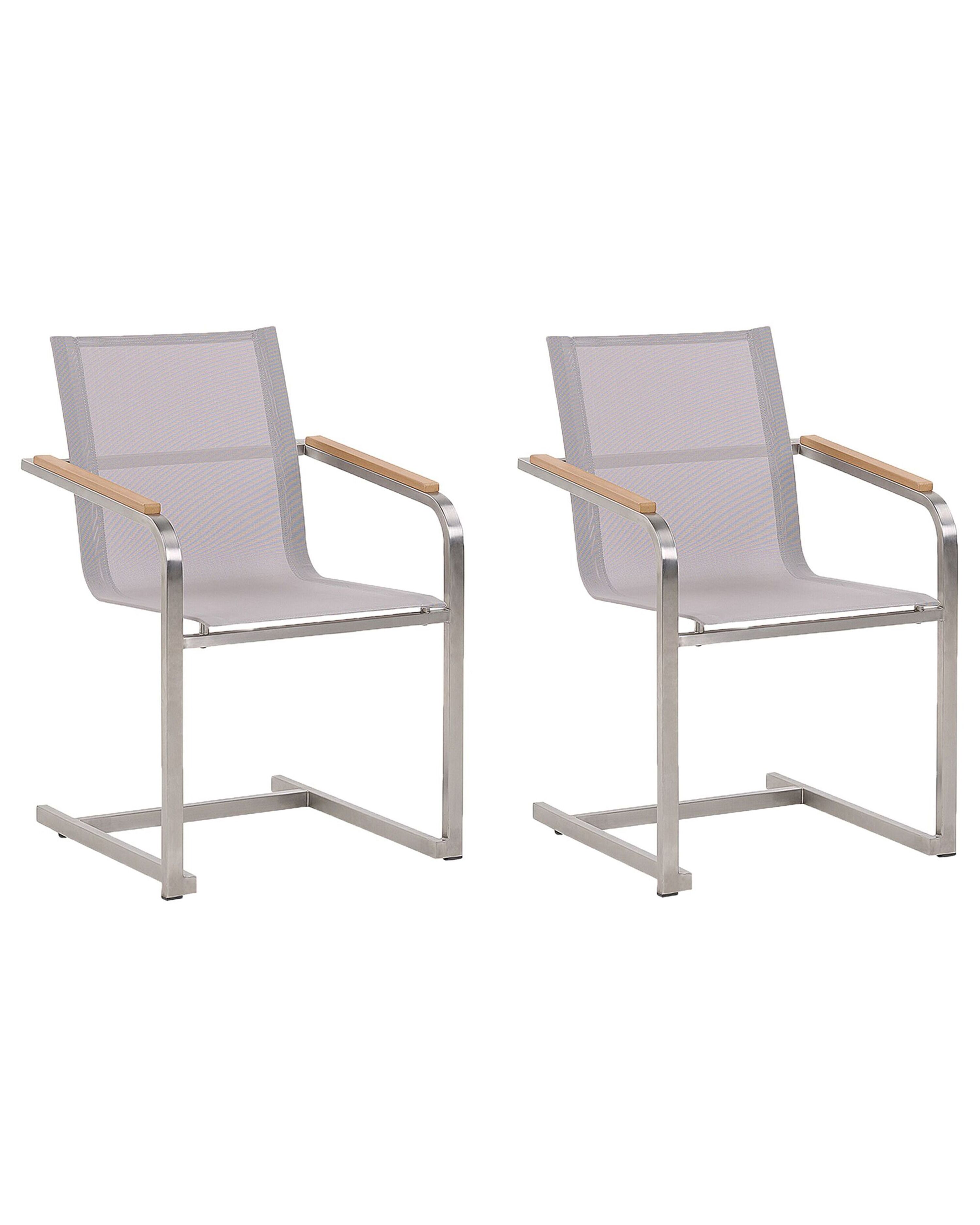 Set of 2 Garden Chairs COSOLETO Stainless Steel Beige