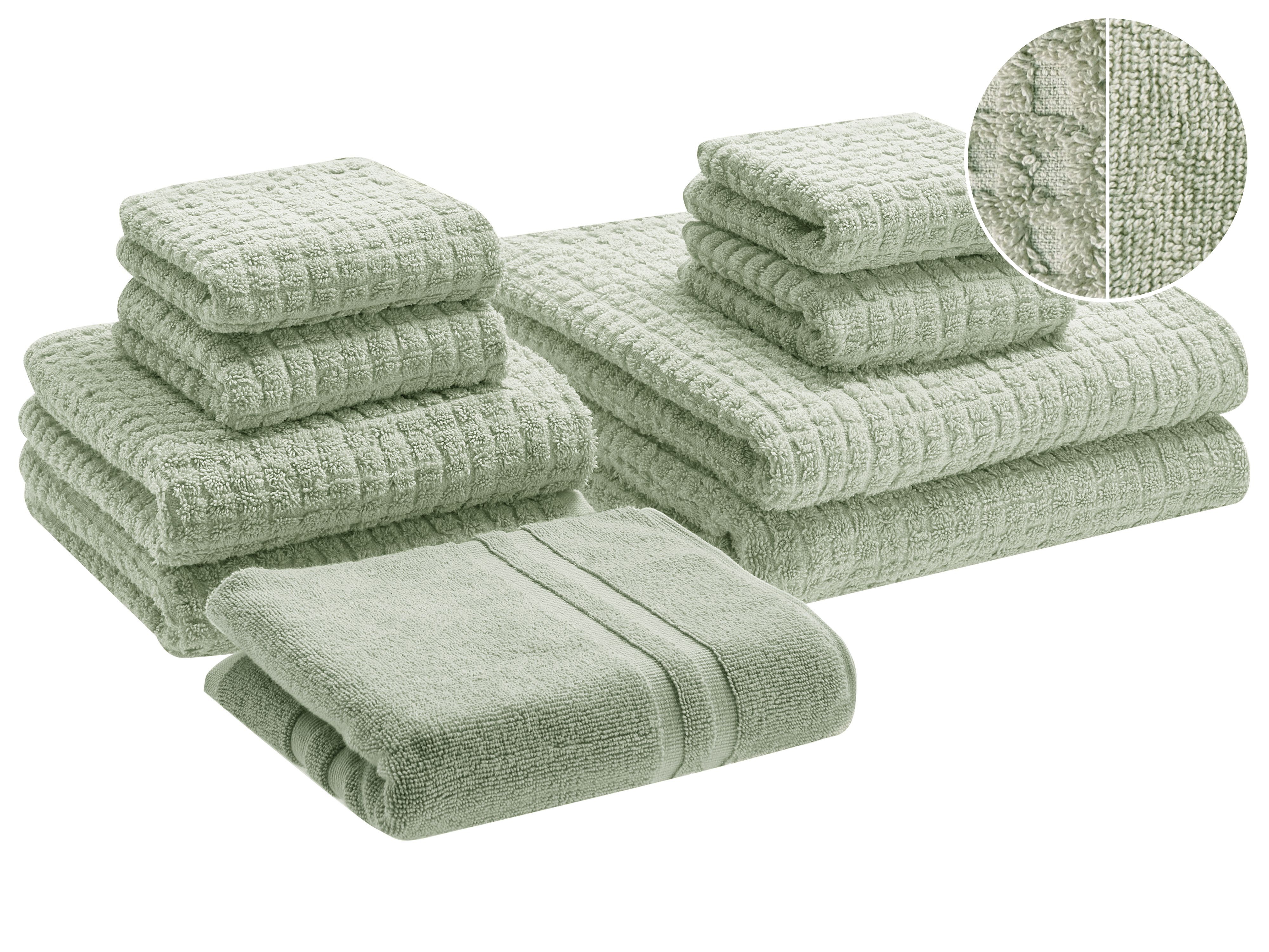 Set of 9 Towels ATAI Cotton Light Green