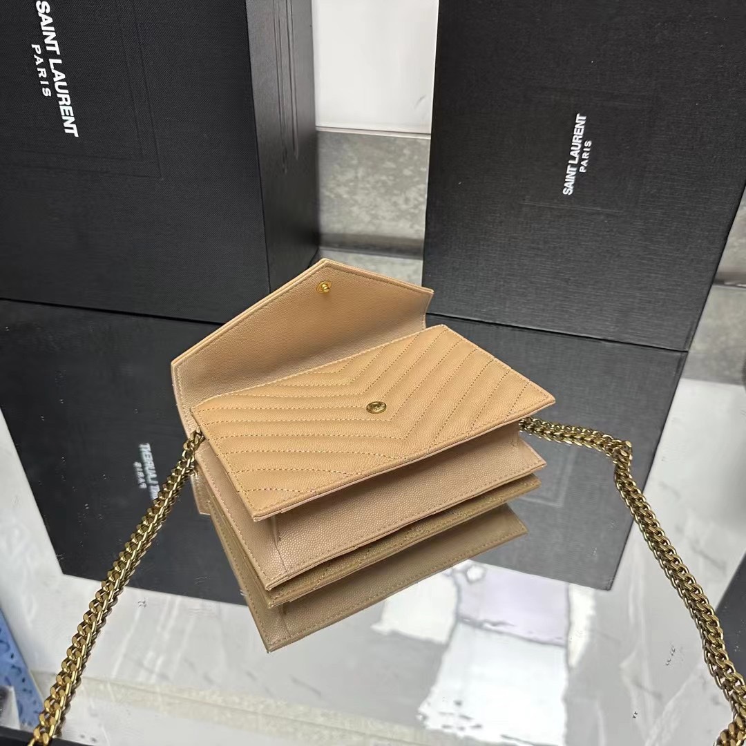 YSL Chain Shoulder Bag- Beige Leather & Gold Hardware1:1High-quality replica