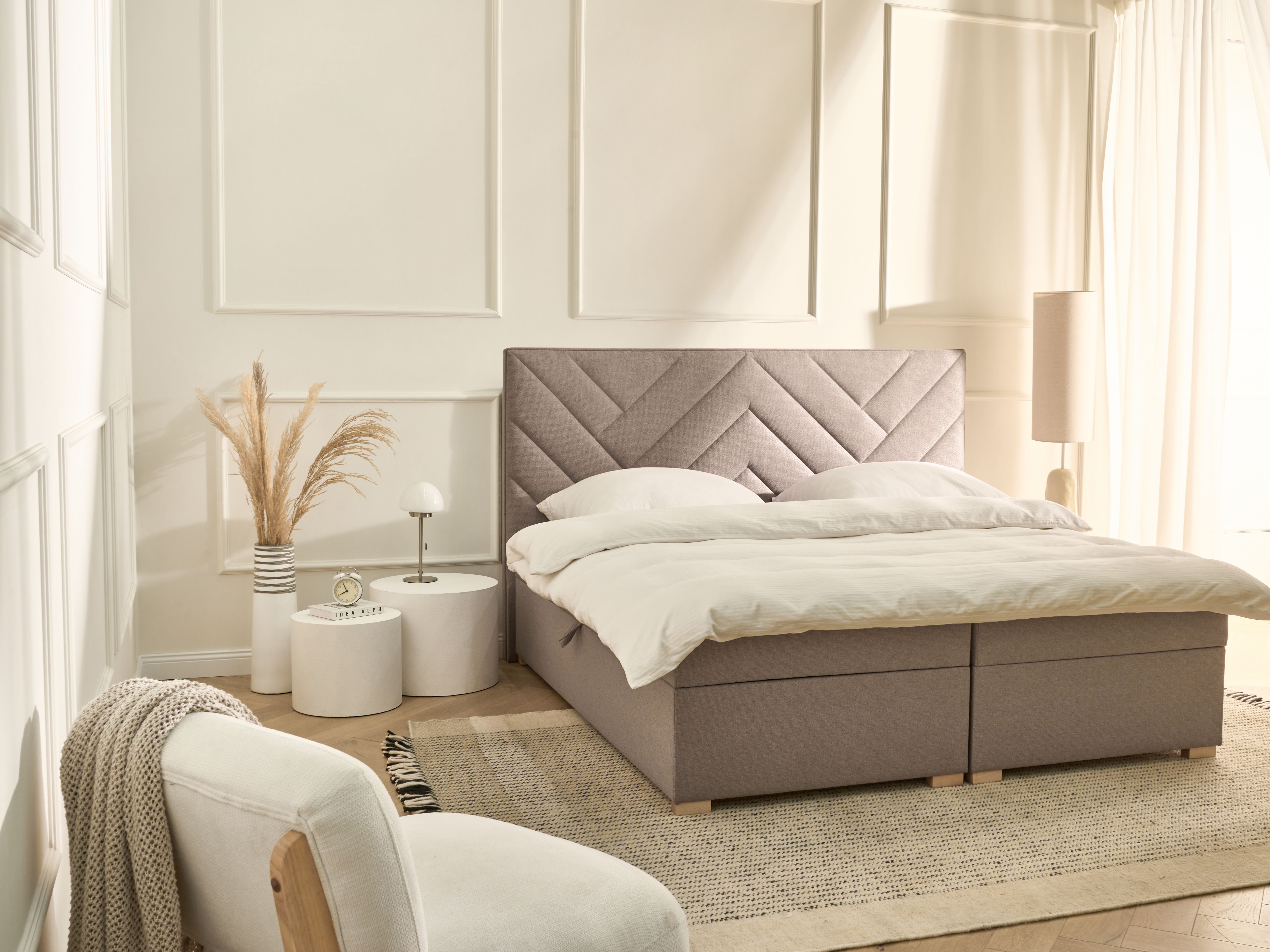 Divan Bed with Storage Fabric ESQUIRE 180 x 200 cm (EU Super King) Taupe