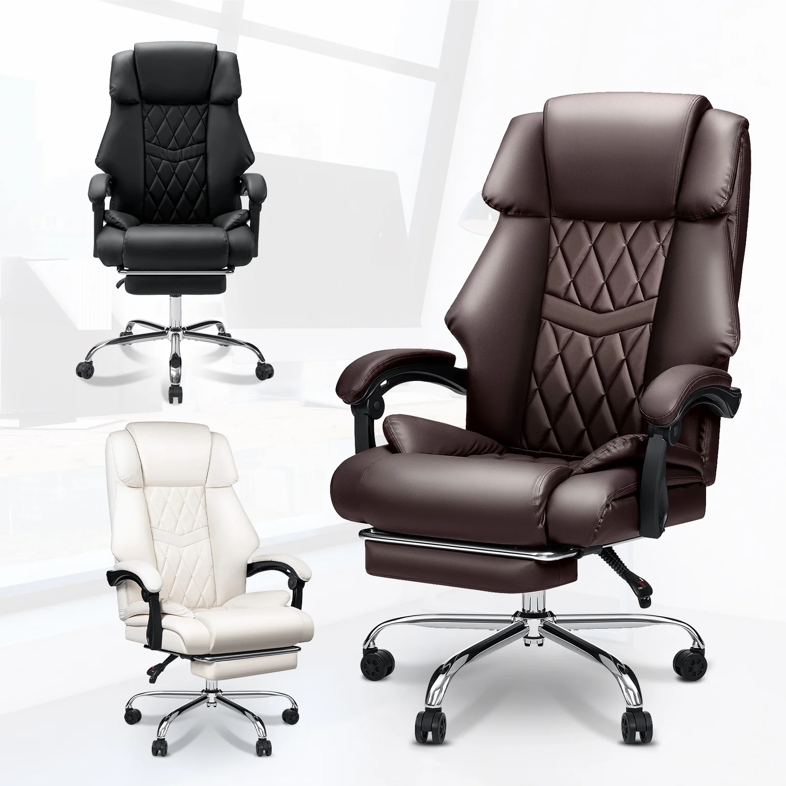 Hoffree Executive Office Chair Big and Tall Office Chair with Footrest Reclining Leather Chair High Back Ergonomic Computer Desk Chair with Lumbar Back Support for Home Office 500lbs, Black - Image 21