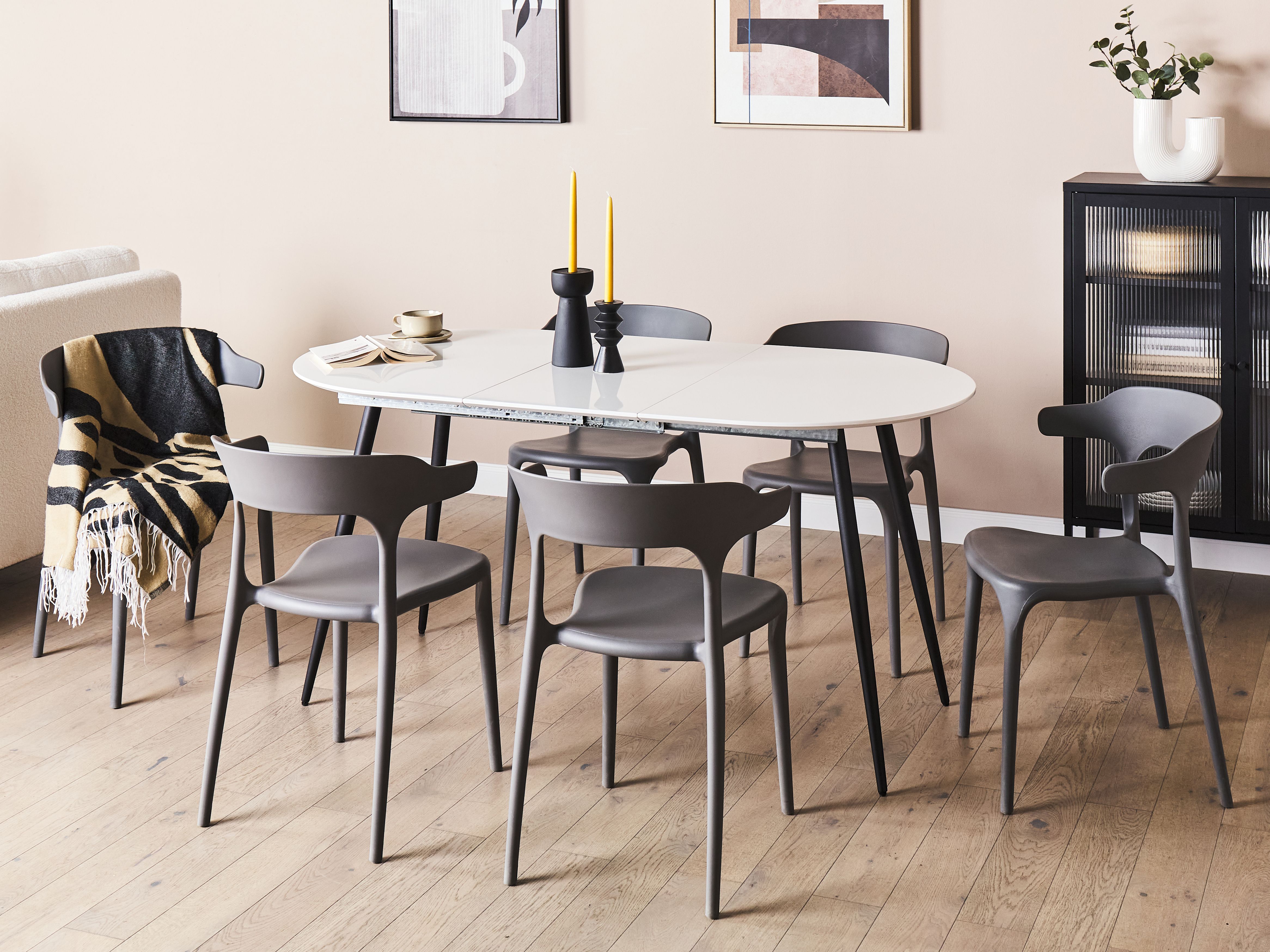 Extending Dining Table STAVERTON White 120/160 cm 80 cm