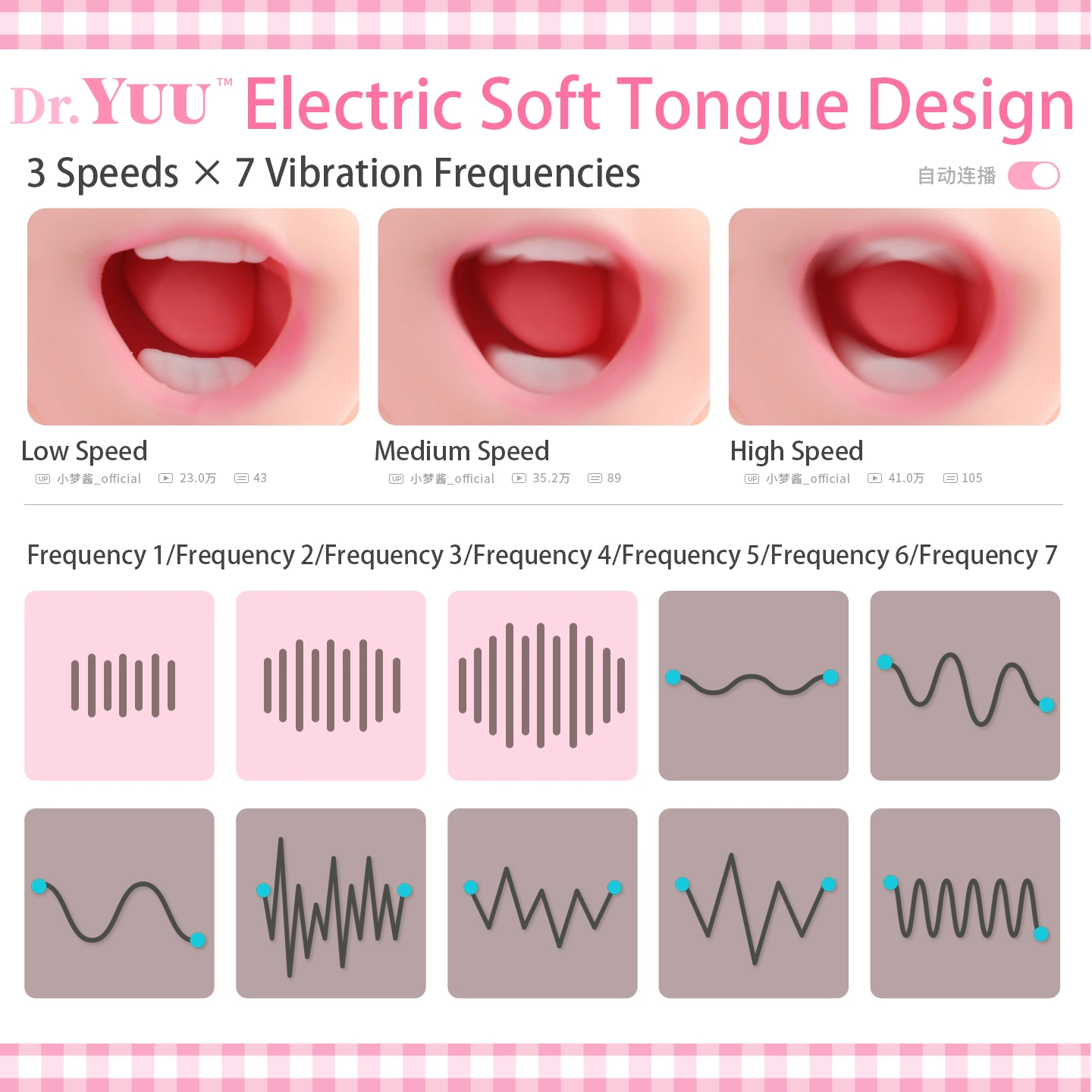 7-frequency vibration control buttons on the Dr.YUU electric blowjob machine.