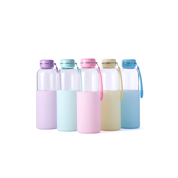 550ml Macarons Lid Silicone Sleeve High Borosilicate Glass Water Bottle Colorful Anti-cracking BPA Free Leak Proof Direct