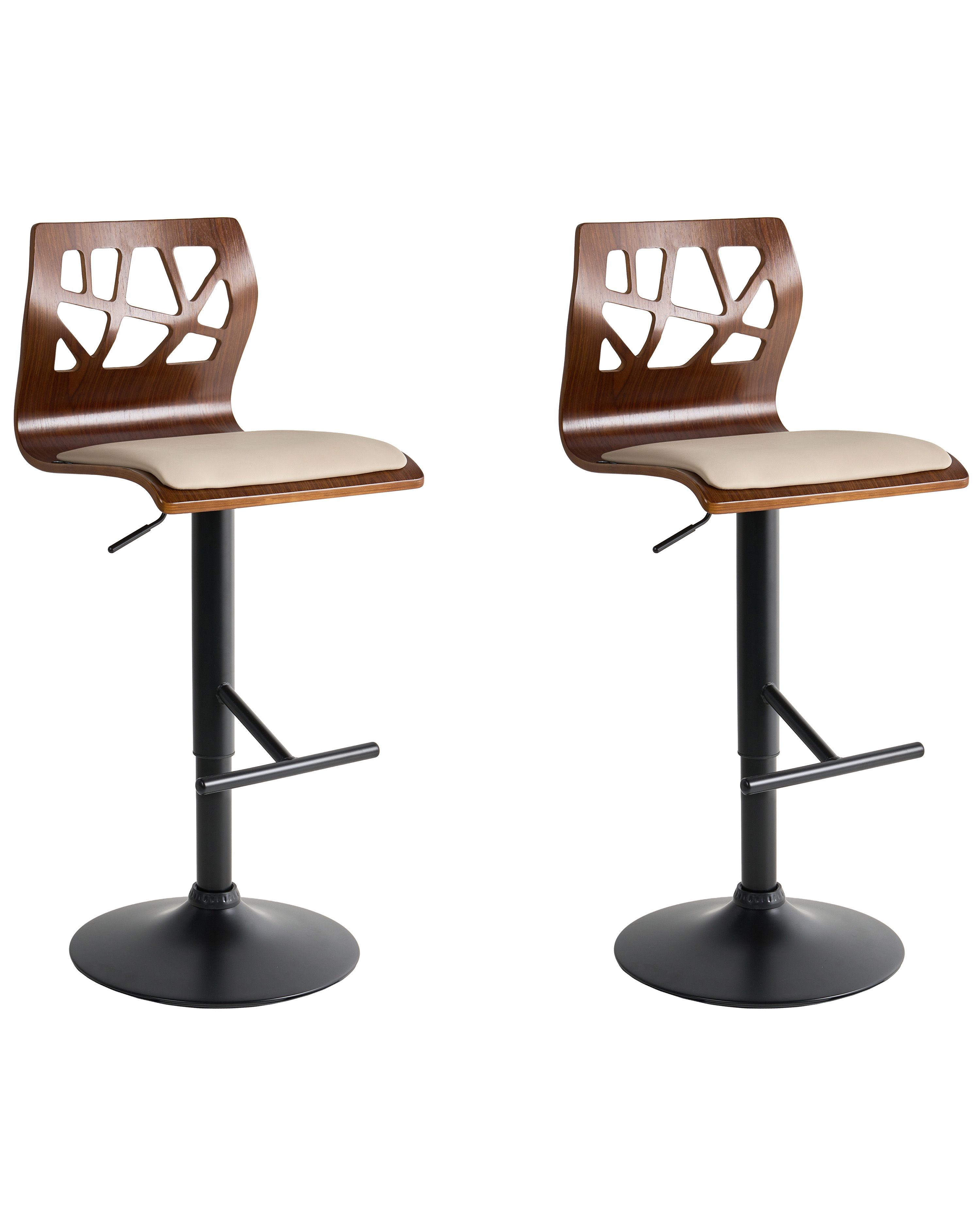 Set of 2 Bar Chairs PETERSBURG Faux Leather Black/ Beige