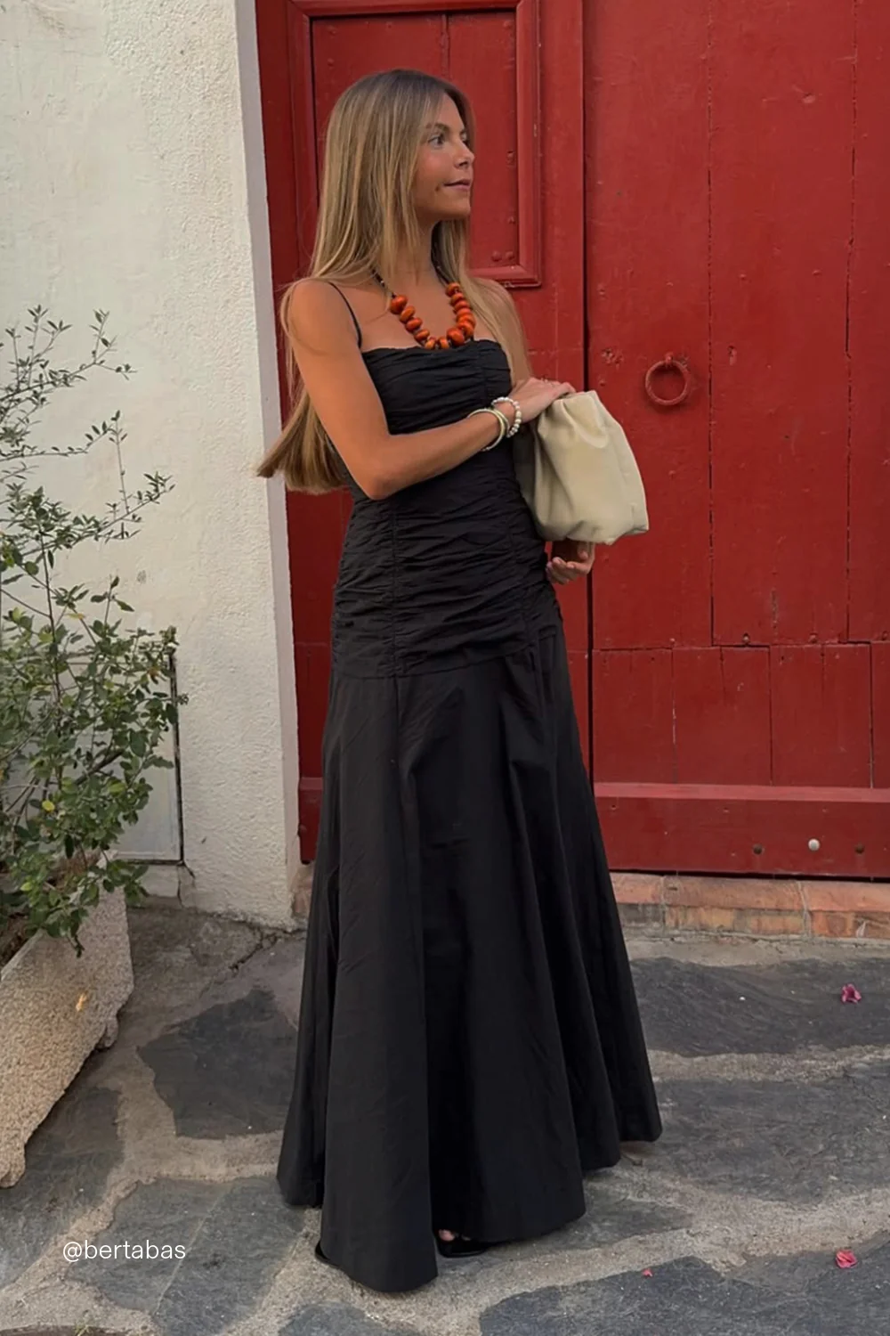 CARA BLACK SLEEVELESS COTTON MIDI DRESS