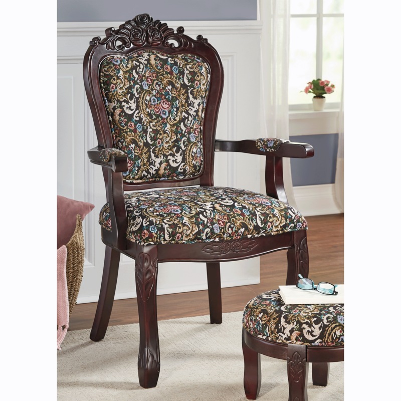 Bianca Carved Chair and Footstool - MIDNIGHT VELVET CATALOG