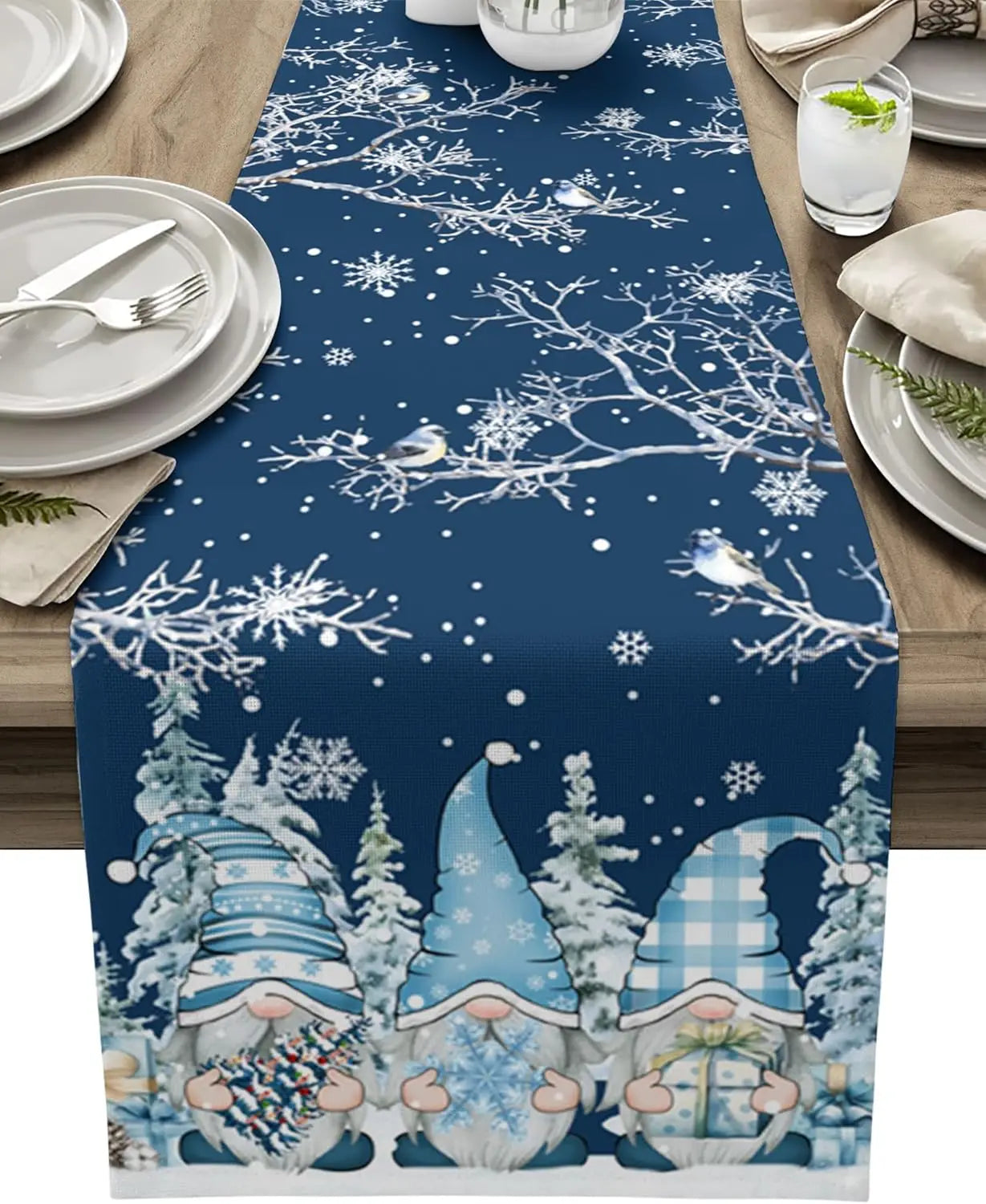 WinterKabouter | Luxe Kerst Tafelloper met Sneeuwvlok Design