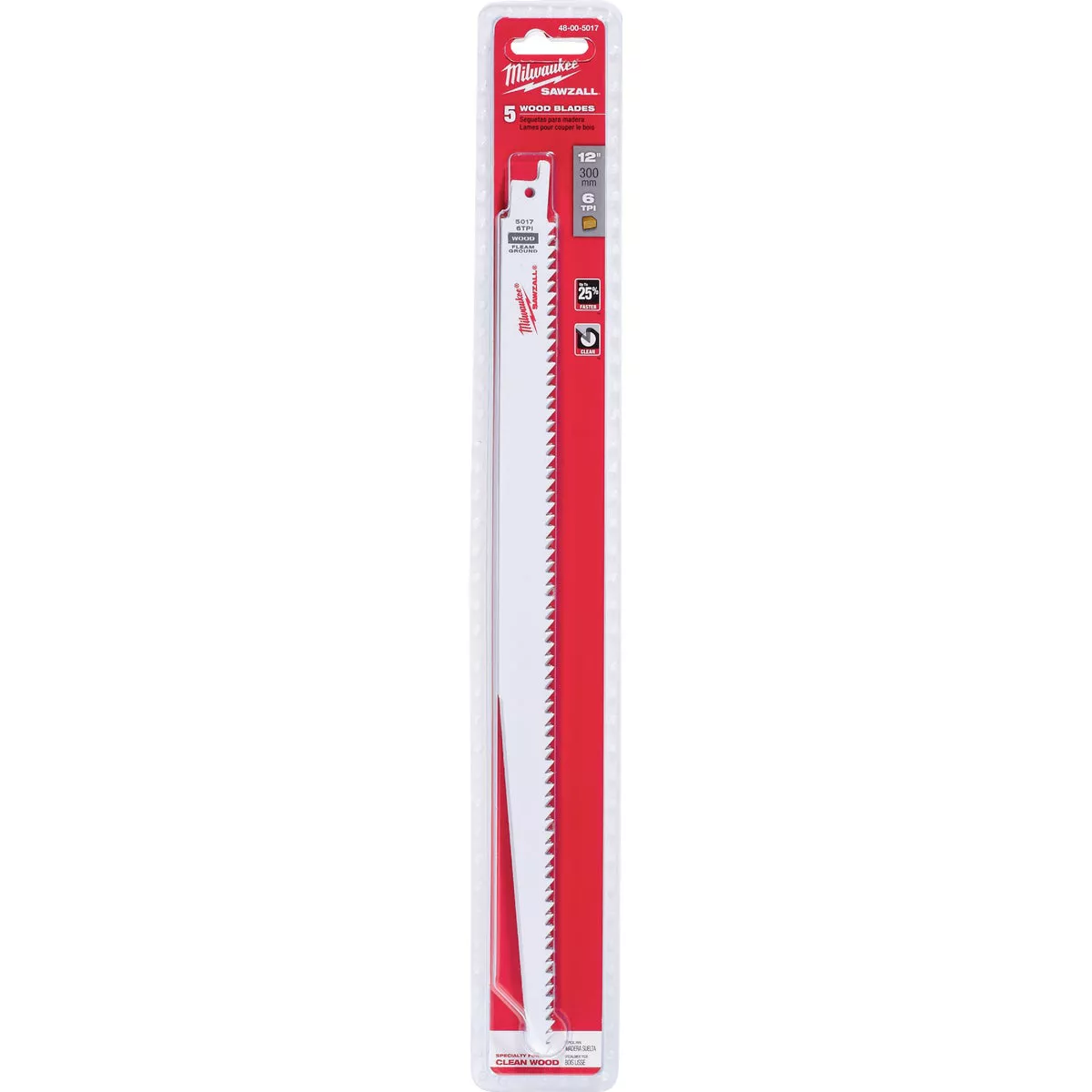 Milwaukee SAWZALL 12 In. 6 TPI Fleam Ground Reciprocating Saw Blade (5-Pack)