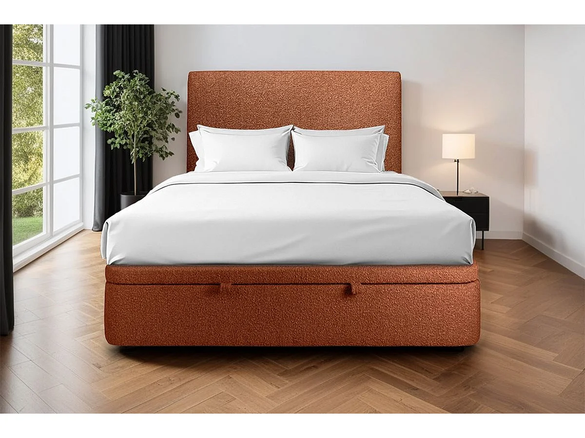Sommier Coffre Bouclette Terracotta 200x200 H39cm