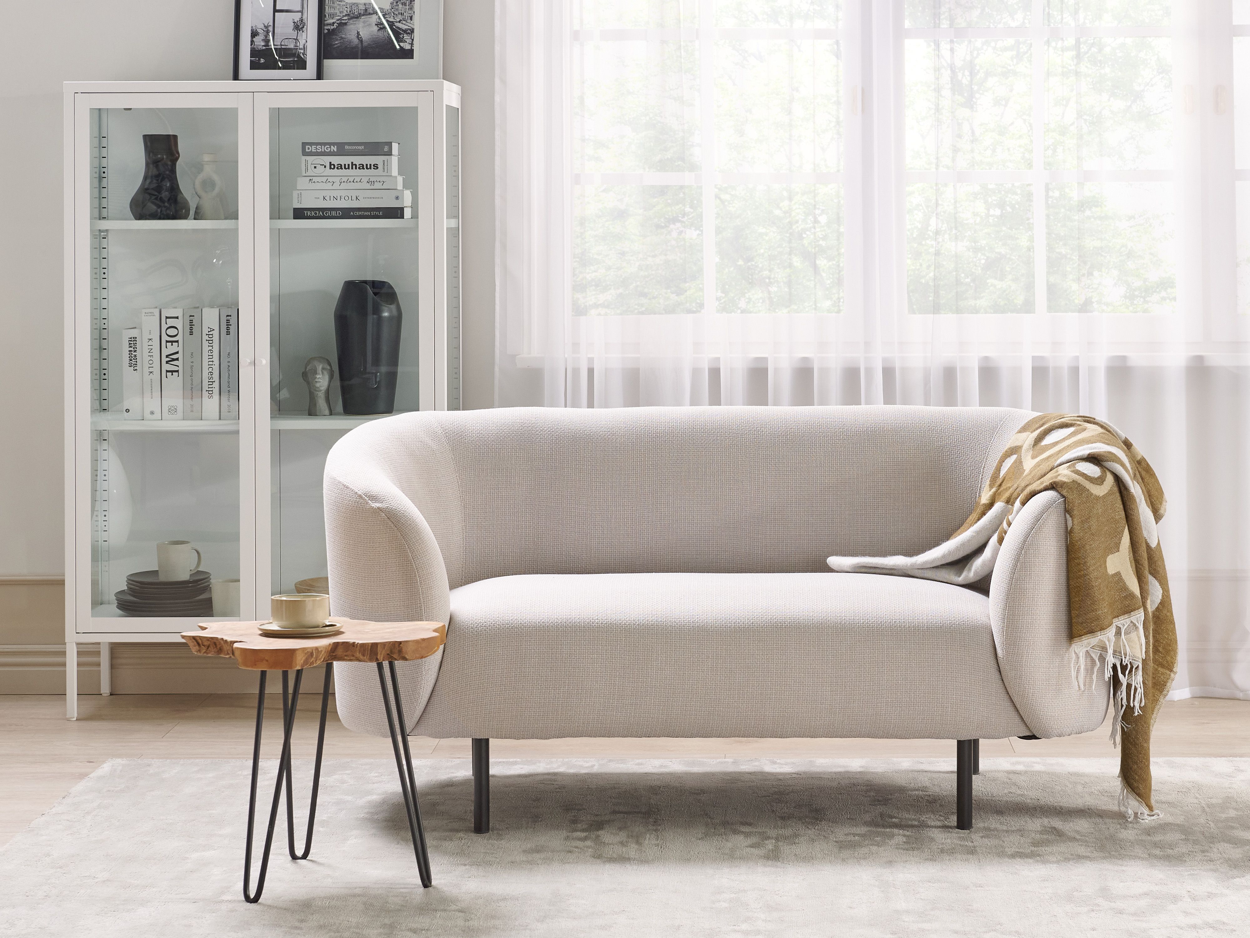 Sofa 2 Seater LOEN Fabric Light Beige
