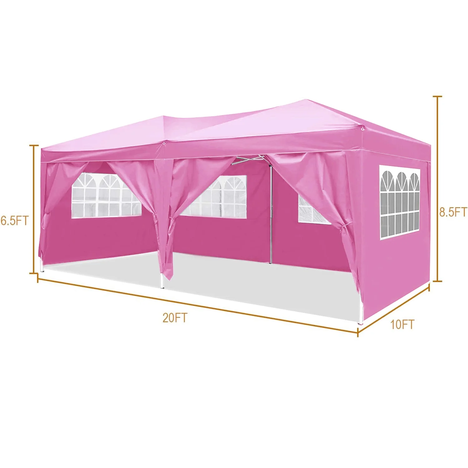 Trilenars 10'x20' Pop-up Canopy Tent With 6 Removable Sidewalls, Waterproof Outdoor Instant Gazebo For Patio Outdoor Wedding Parties And Commercial Events