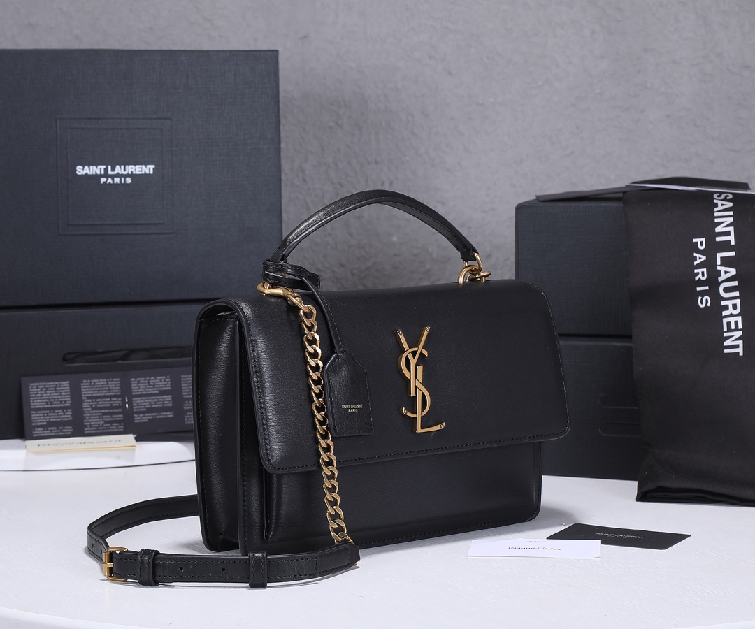 Replica Ysl Sunset Medium Top Handle Bag- Black/Beige1:1High-quality replica