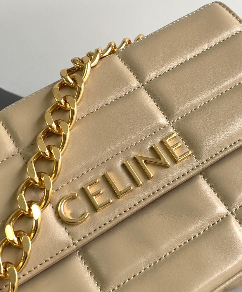 Celine Chain Shoulder Bag Matelasse Monochrome Apricot1:1High-quality replica