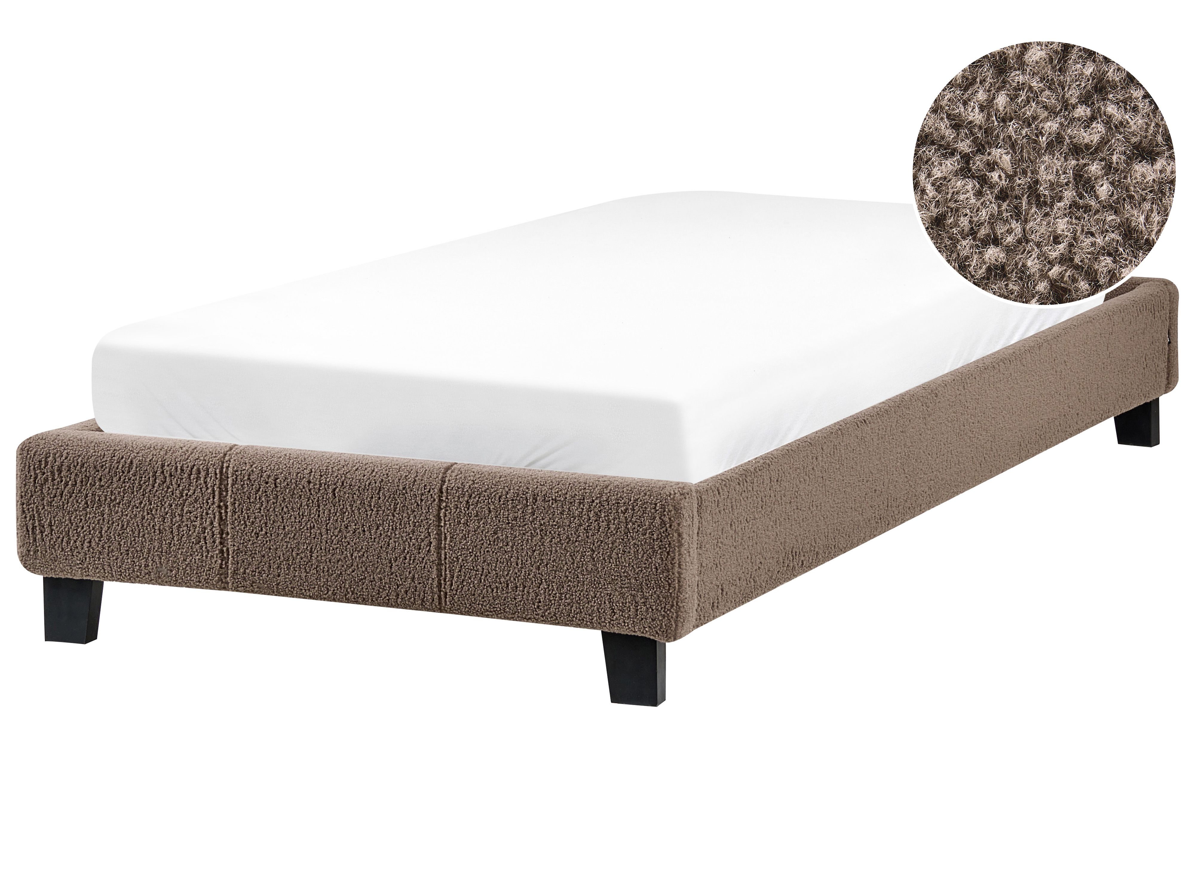 Bed without Headboard Boucle ROANNE 90 x 200 cm (EU Single) Taupe