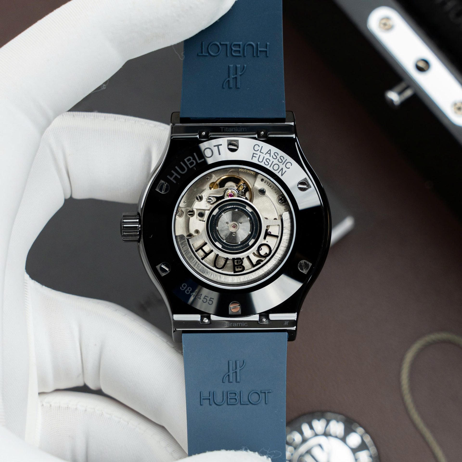 Hublot Classic Fusion Ceramic Copies Watch Blue Dial Rubber Strap 42mm - Top club