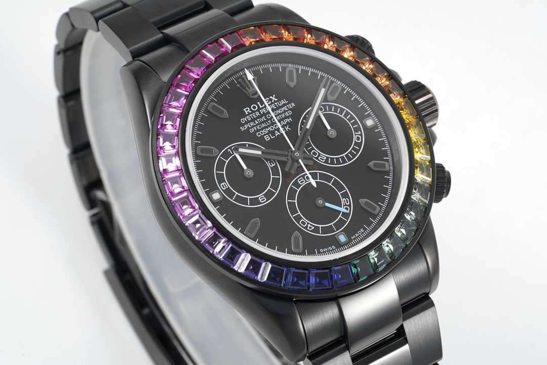 Rolex Daytona Blaken with Black DLC Coating - Modified Rainbow Diamond - Black(1:1 replica) - Top club