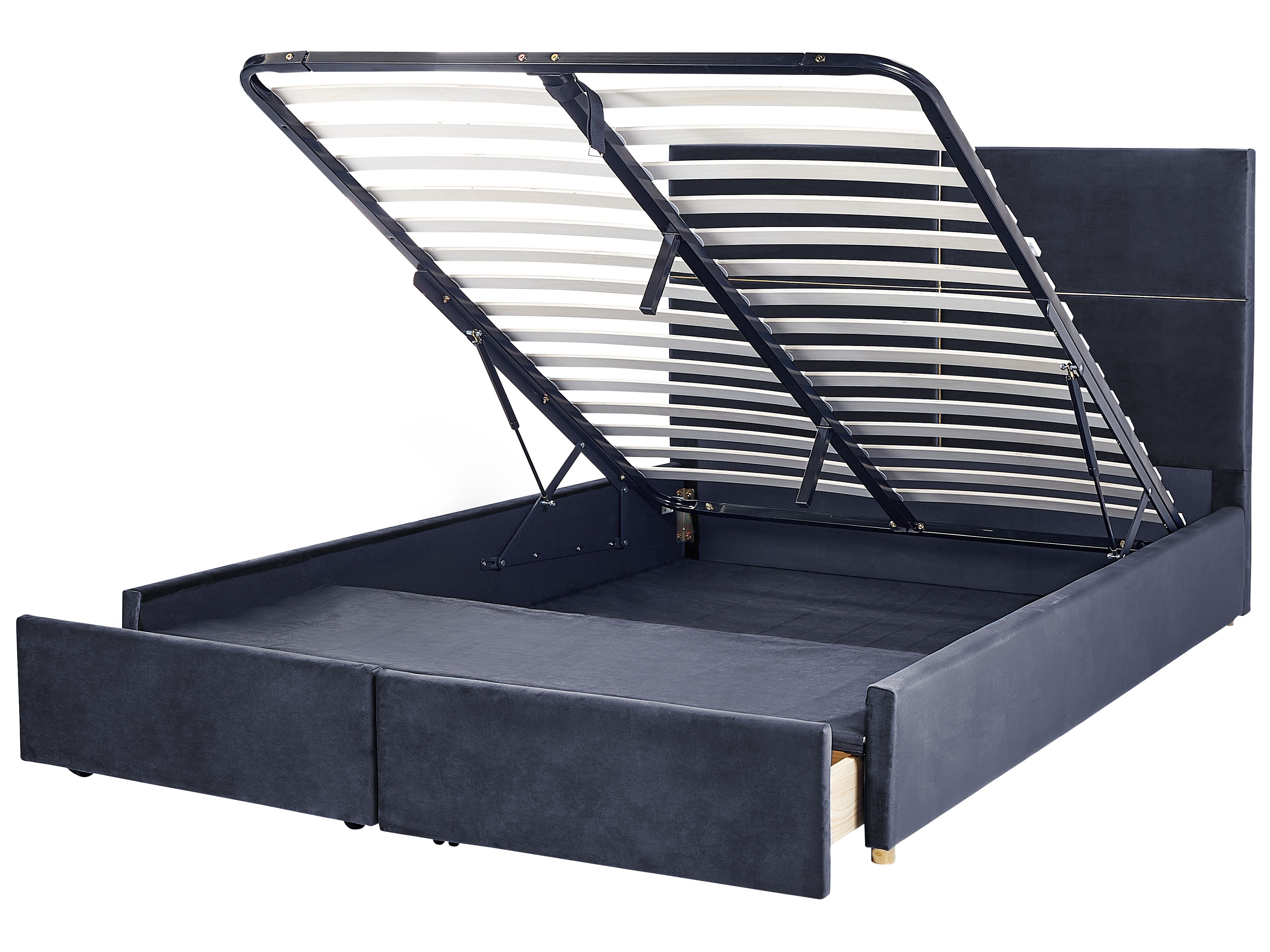 Ottoman Bed Velvet VERNOYES 180 x 200 cm (EU Super King) Black