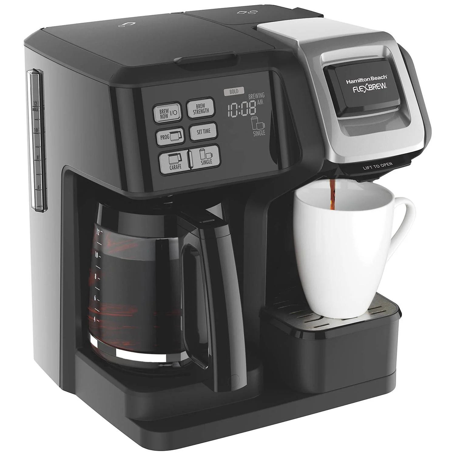 Hamilton Beach FlexBrew Trio 2-Way Coffee Maker, Compatible with K-Cup Pods or Grounds, Combo, Single Serve & Full 12c Pot, Black - Image 5