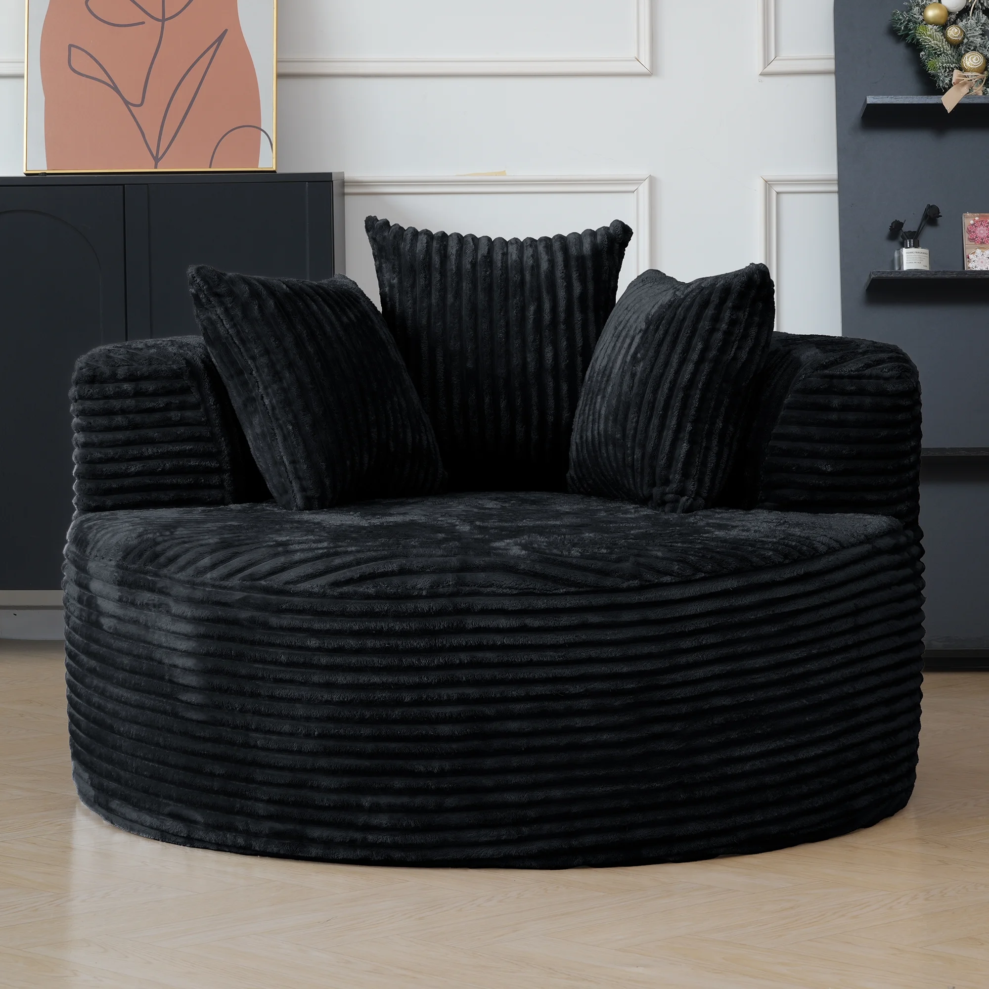 Sodrens Oversized Chaise Lounge Chair Indoor,Upholstered Sofa Bed with Throw Pillows and Armrests,Sleeper Chair for Living Room,Bedroom,Brown,Corduroy - Image 65