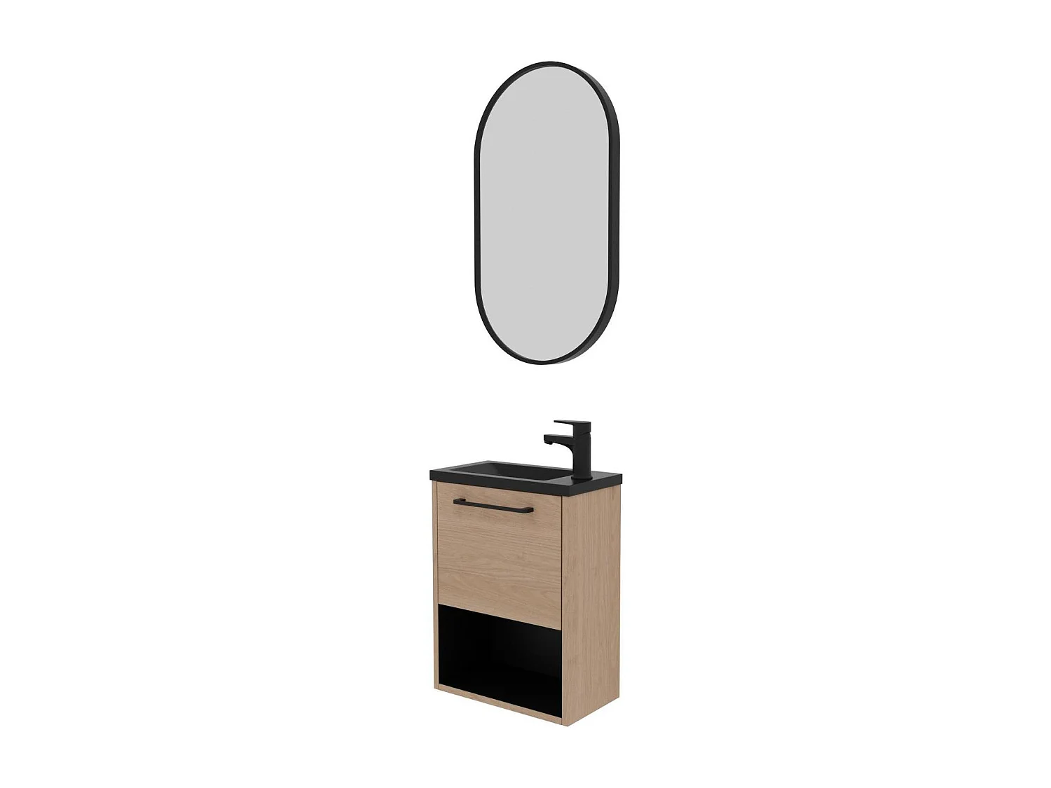Ensemble lave-mains NIKA avec niche, robinet et miroir ovale
