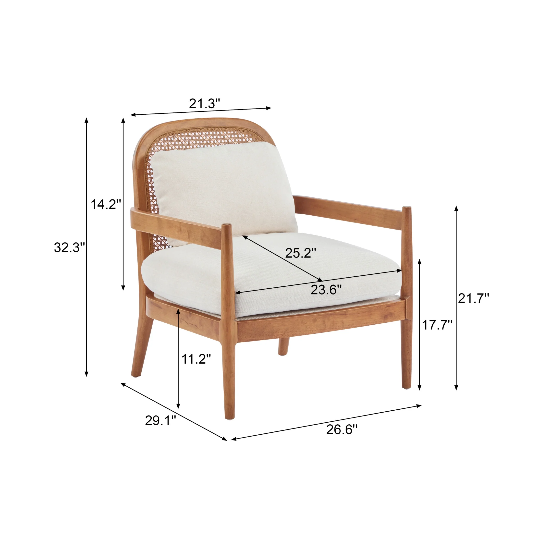 Christopher Knight Home Mid-Century Modern Accent Chairs, Wood Frame with Rattan Backrest, Grayish Green, Set of 2 - Image 16