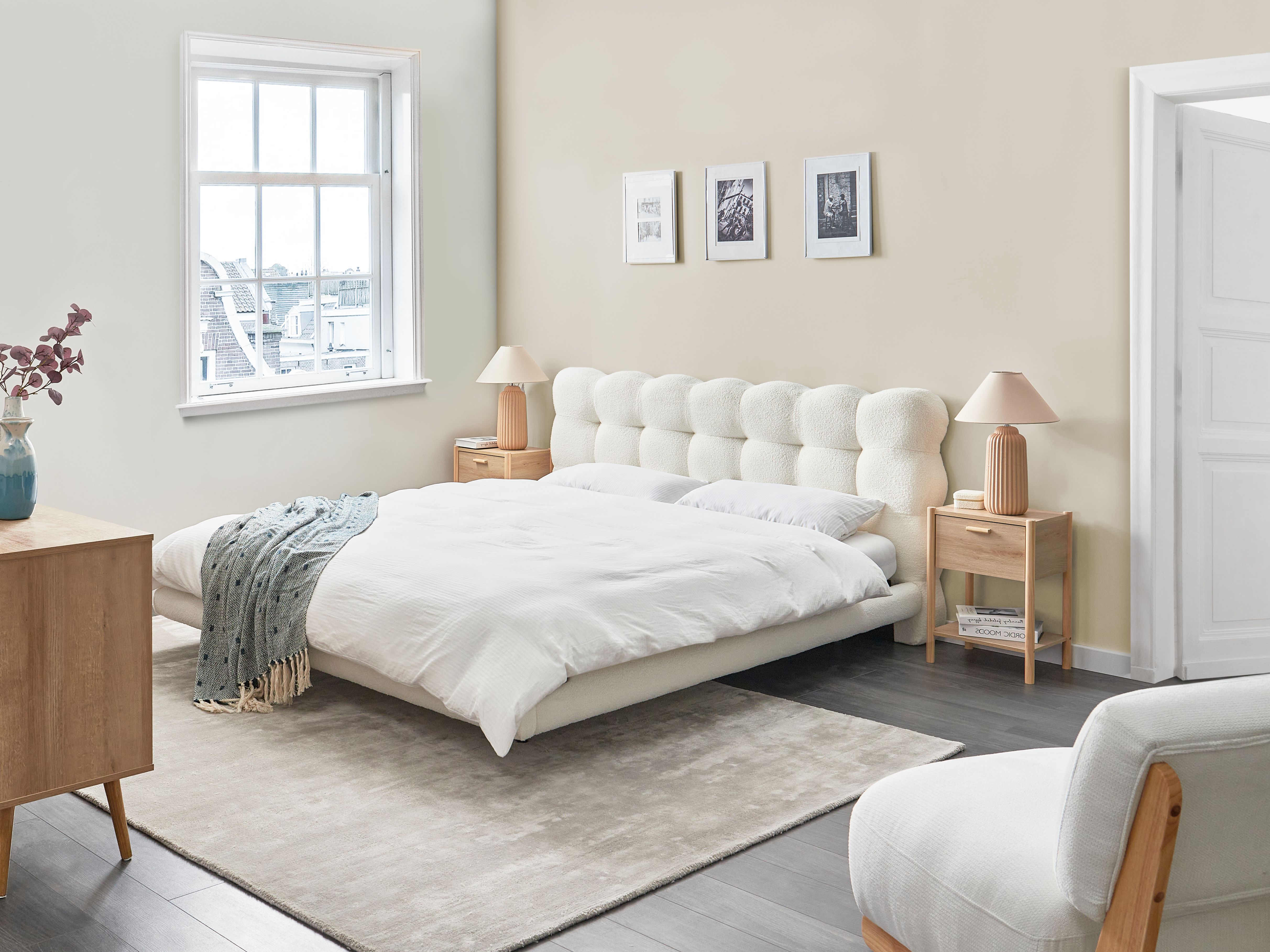 Bed Boucle SOULISSE 180 x 200 cm (EU Super King) Off-White