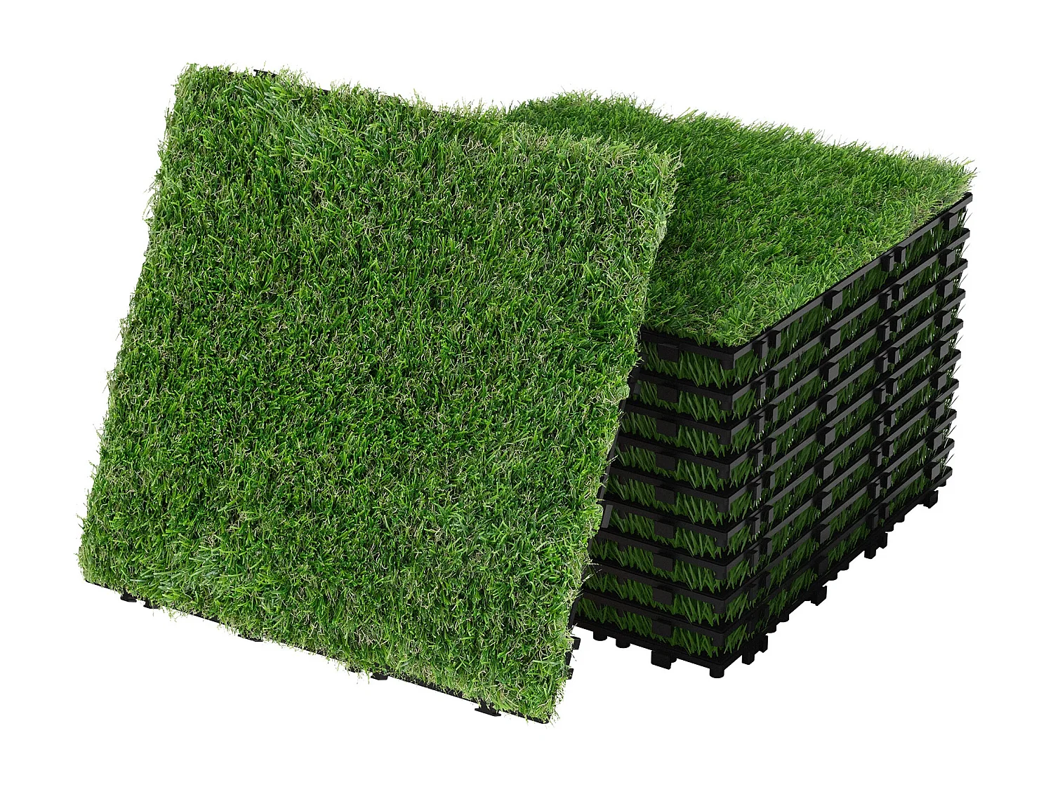 Dalles gazon synthétique 30x30 cm lot de 44 pièces 4m² clipsables avec drainage pelouse artificielle résistante UV jardin terrasse balcon intérieur