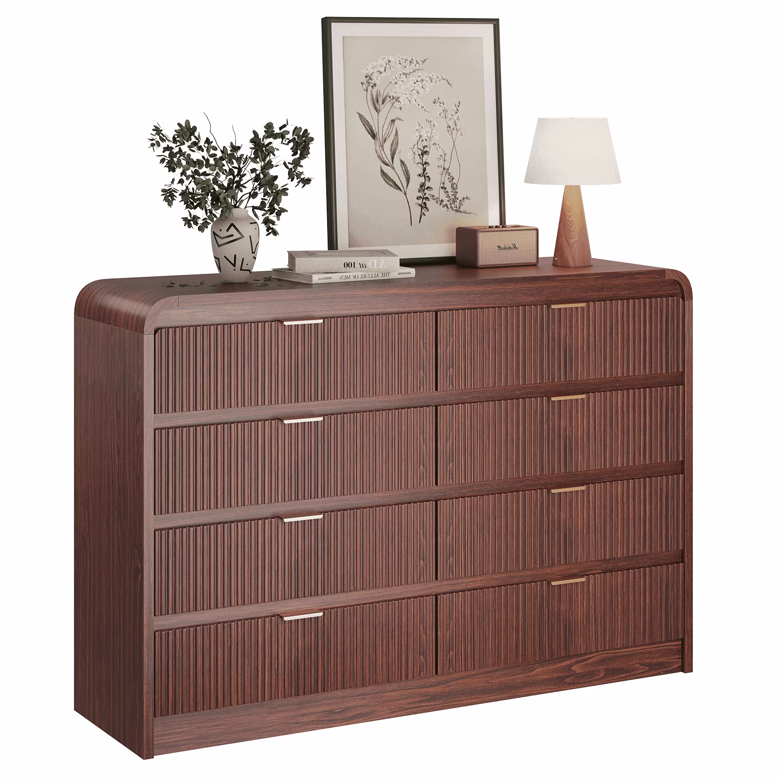 SELOOYE Fluted 5 Drawers Dresser for Bedroom, 47" Tall Modern Dresser Chest of Drawers, Black Accents, Fluted Fronts, Wood Storage Dressers Organizer for Bedroom, Living Room, Natural - Image 3