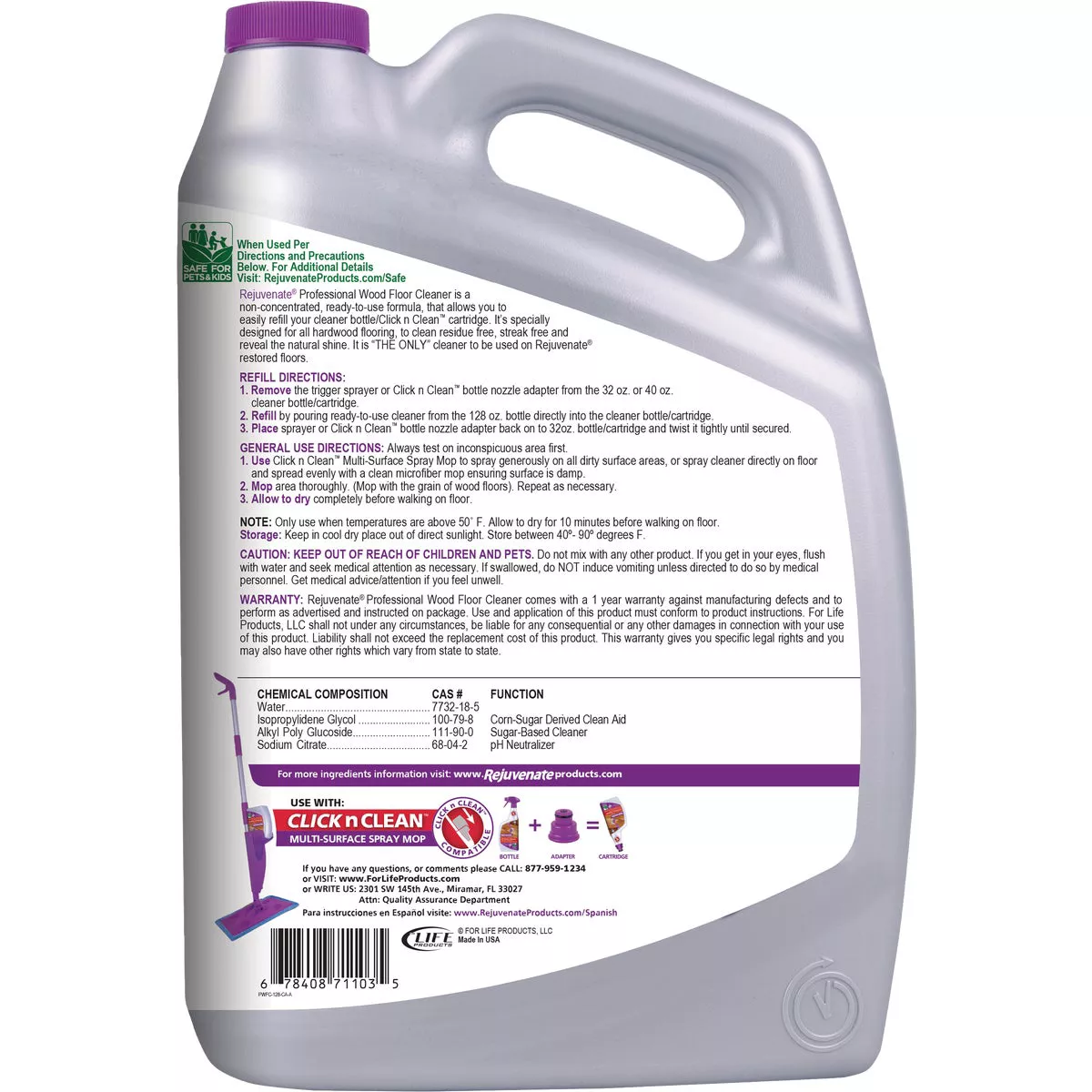 Rejuvenate 128 Oz. Wood Floor Cleaner Refill