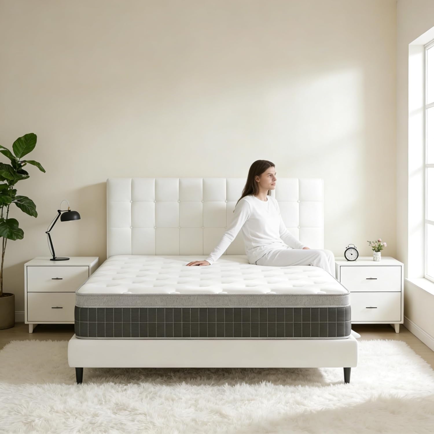 14″ King Hybrid Mattress – Cooler, Quieter & Deeper Comfort, Airflow Foam + Pocket Coils, 2″+ Plush Cushion, Heavy-Duty Support, CertiPUR-US, Fiberglass-Free, Mattress in a Box