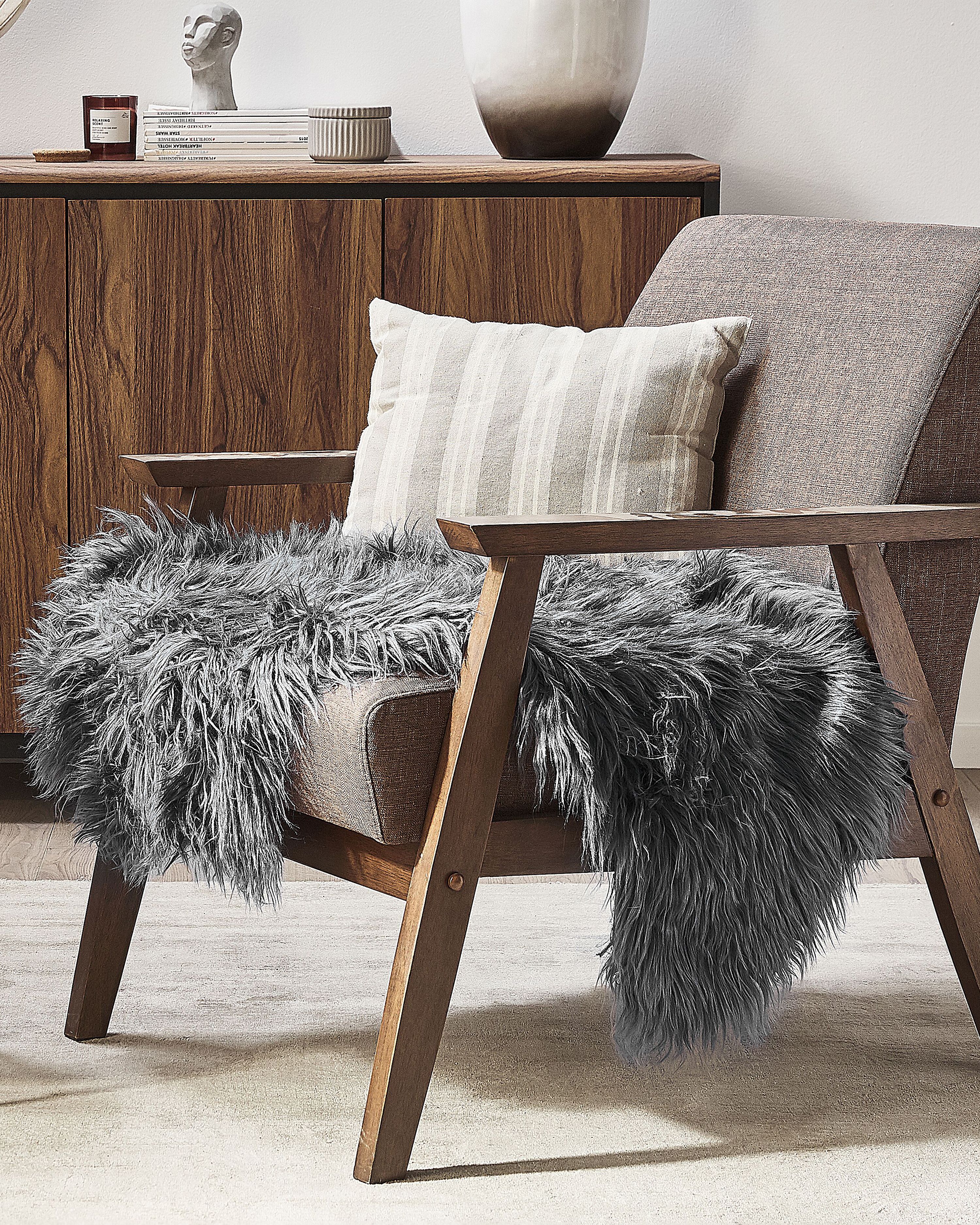 Faux Fur Rug MUNGO Grey 63 x 95 cm