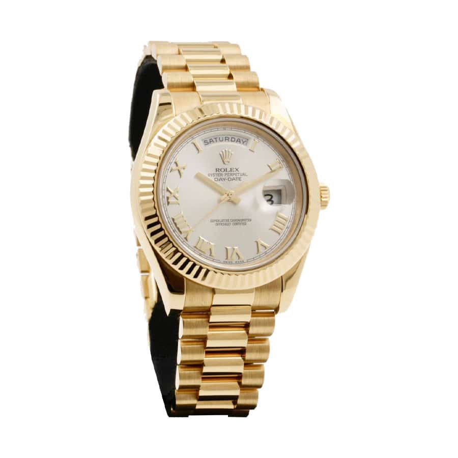 Rolex Day-Date II Collection Gold Silver White Dial 218238 Replica - Elite Watch Atelier