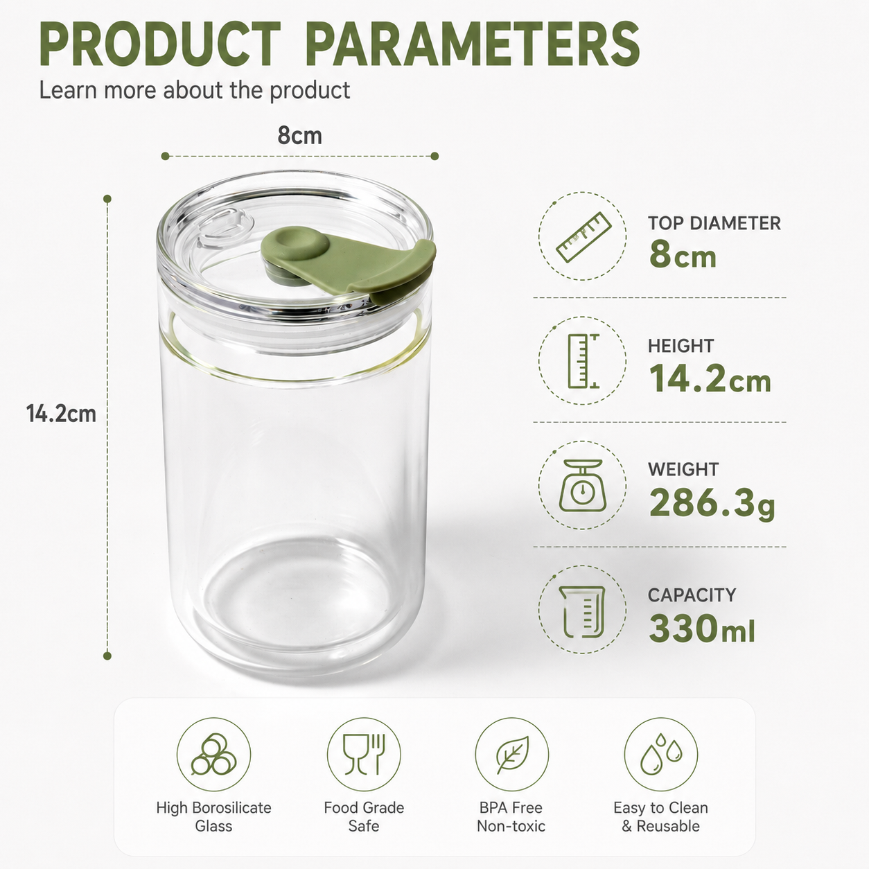 330ml Double-Wall Borosilicate Glass Coffee Cup with Silicone Sleeve Lid for Office Use Water Drinkware