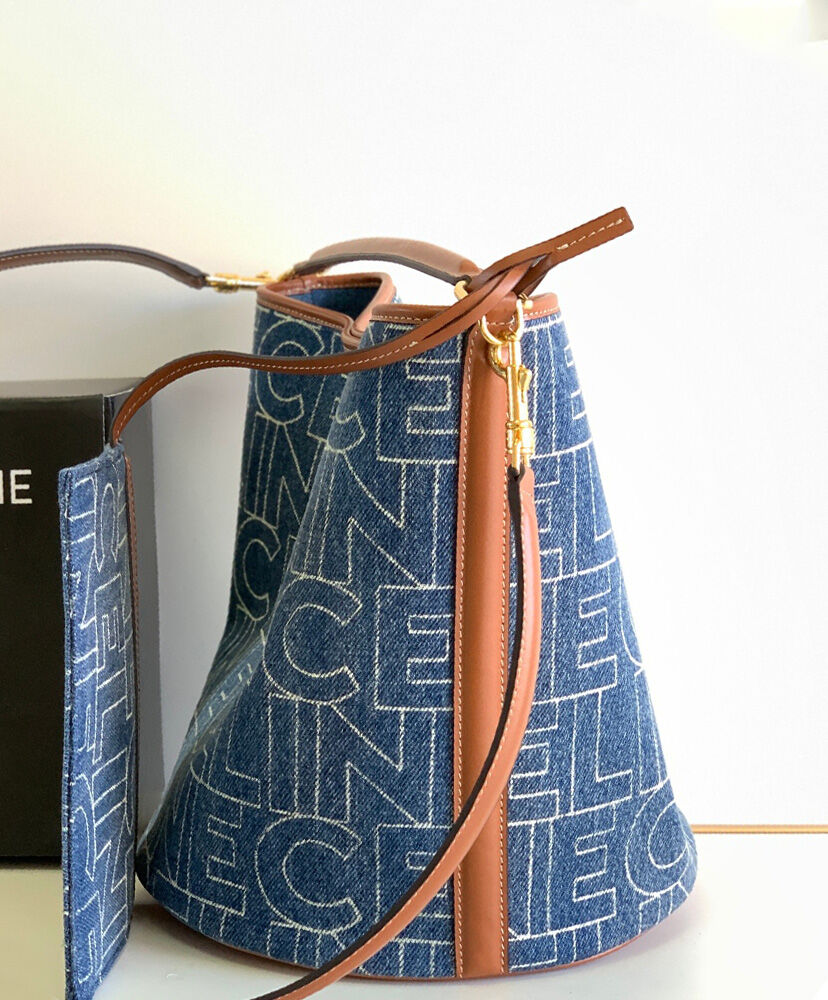 Celine Bucket 16 Bag In Denim With Celine All-Over Print Blue1:1High-quality replica