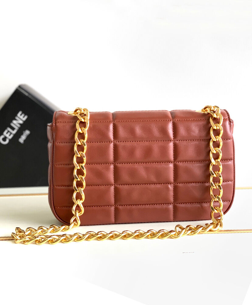 Celine Chain Shoulder Bag Matelasse Monochrome Coffee1:1High-quality replica