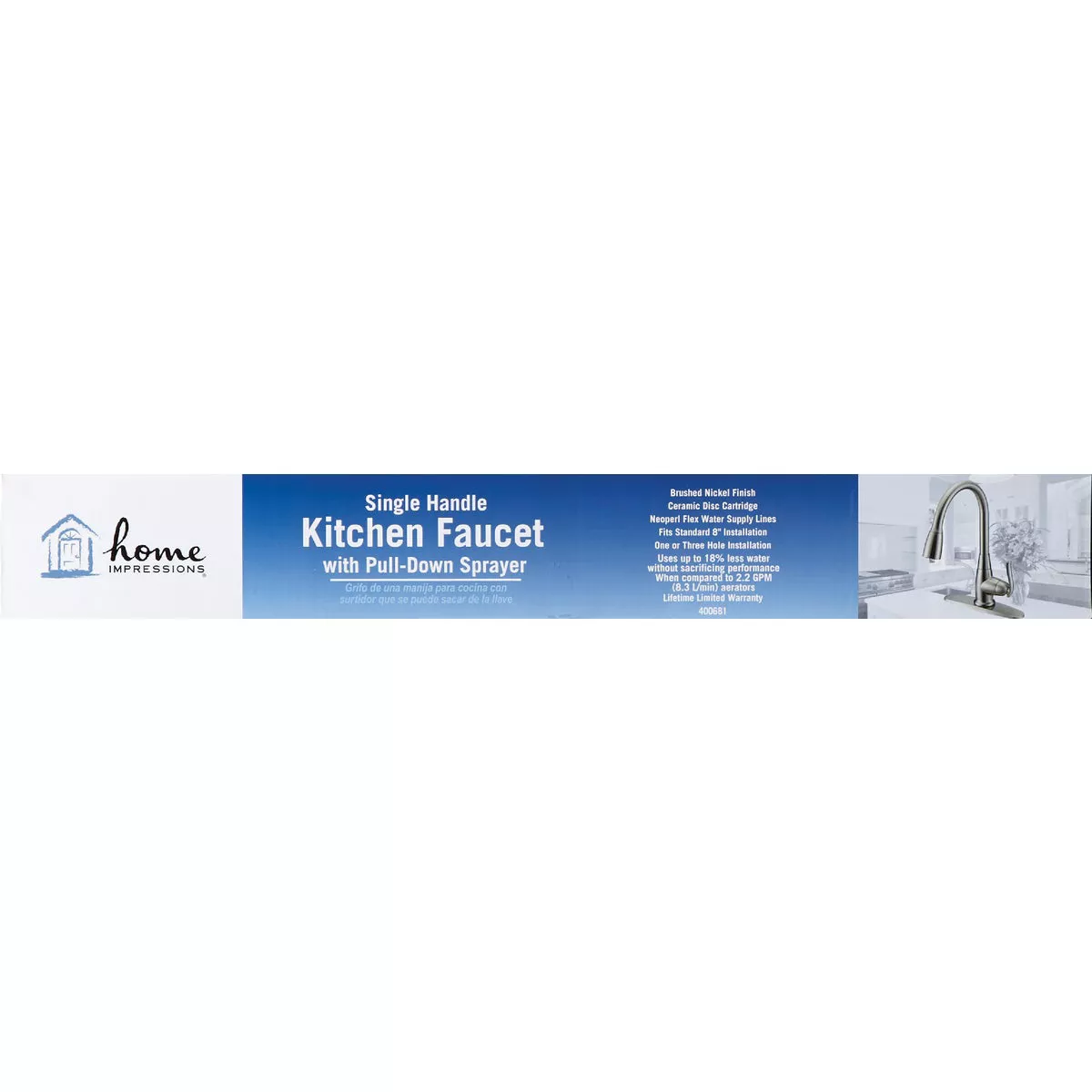 Home Impressions 1-Handle Lever Pull-Down Kitchen Faucet, Brushed Nickel
