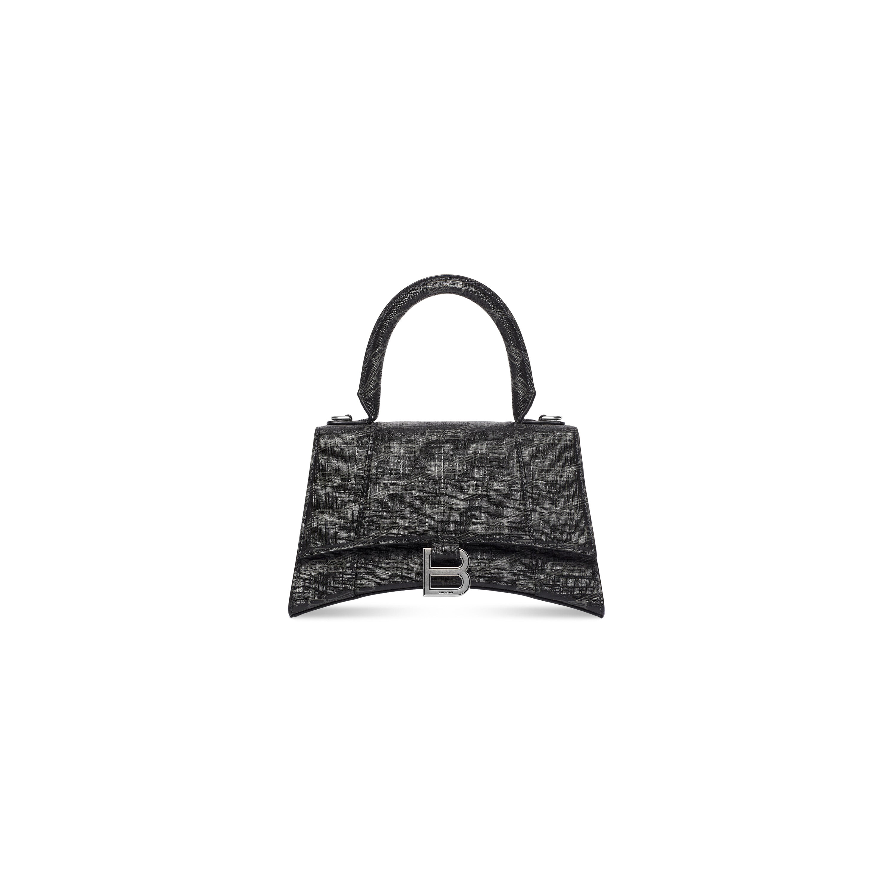 WOMEN'S HOURGLASS SMALL HANDBAG BB MONOGRAM COATED CANVAS IN BLACK - Replicaclubs