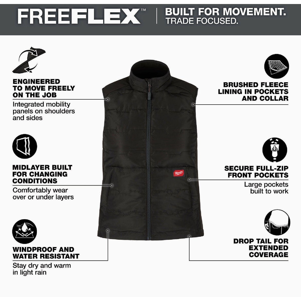 Milwaukee FREEFLEX Women's Large Black Lightweight Insulated Vest