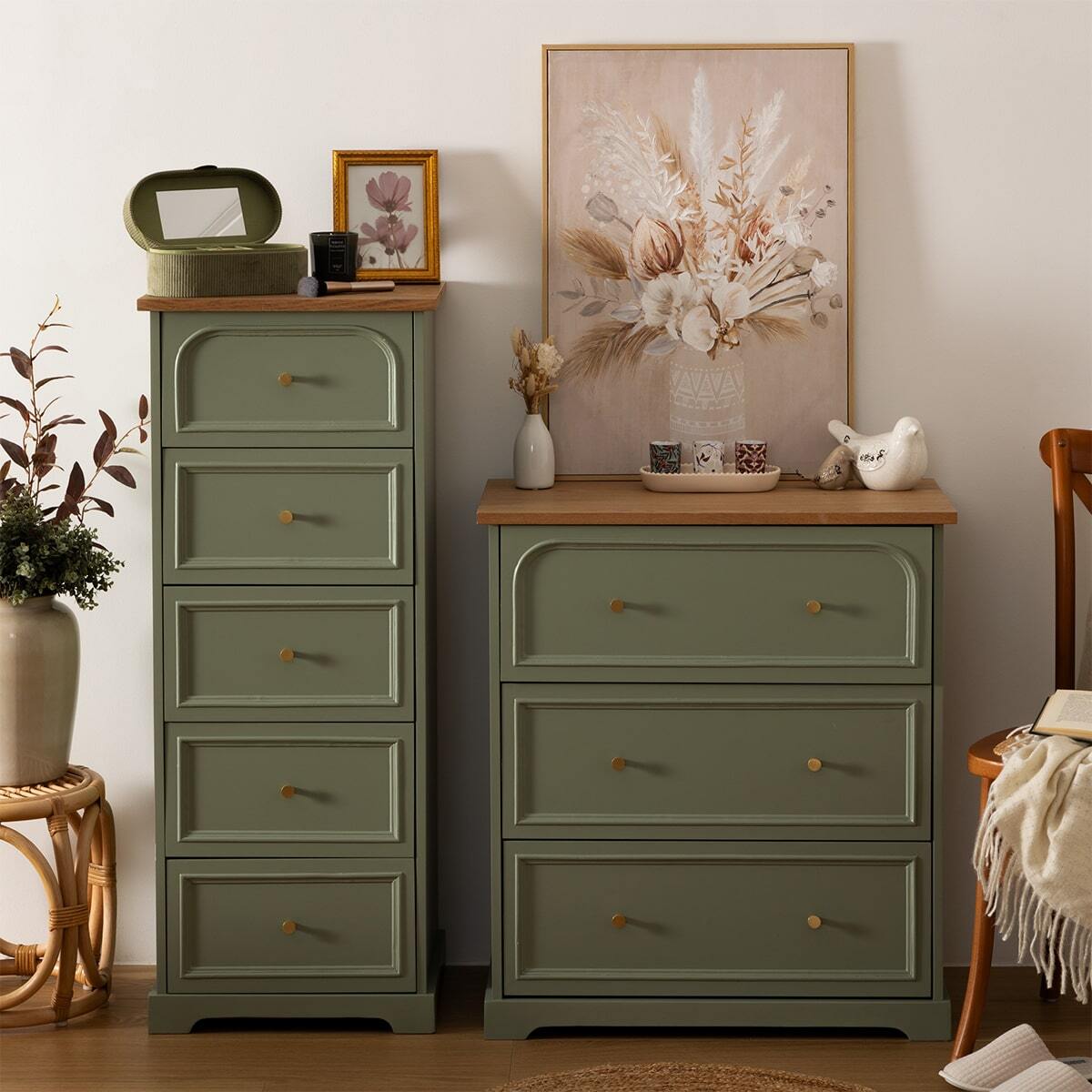 Chest of Drawers "Mohea" Celadon green, 5 drawers